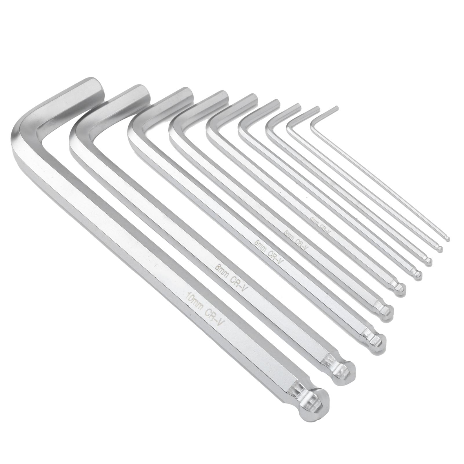 9-teiliges Sechskantschlüssel-set In Box, Hochglanzpoliert, Vernickelt Und Verchromt, Werkzeugstahl, Sechskantschlüssel, Hardware