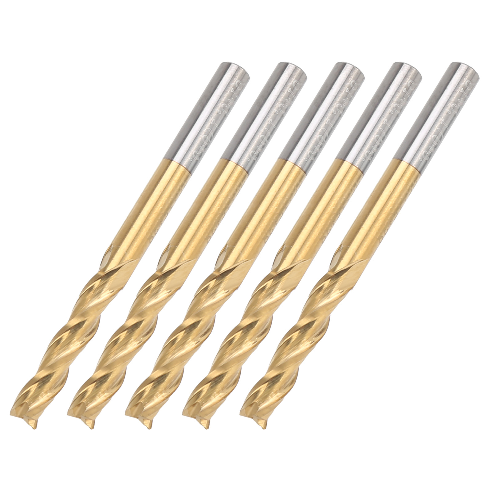 5 Stück 3-schneidige Flachfräser, Titanbeschichtet, 3,175 X 3,175 X 15 X 40