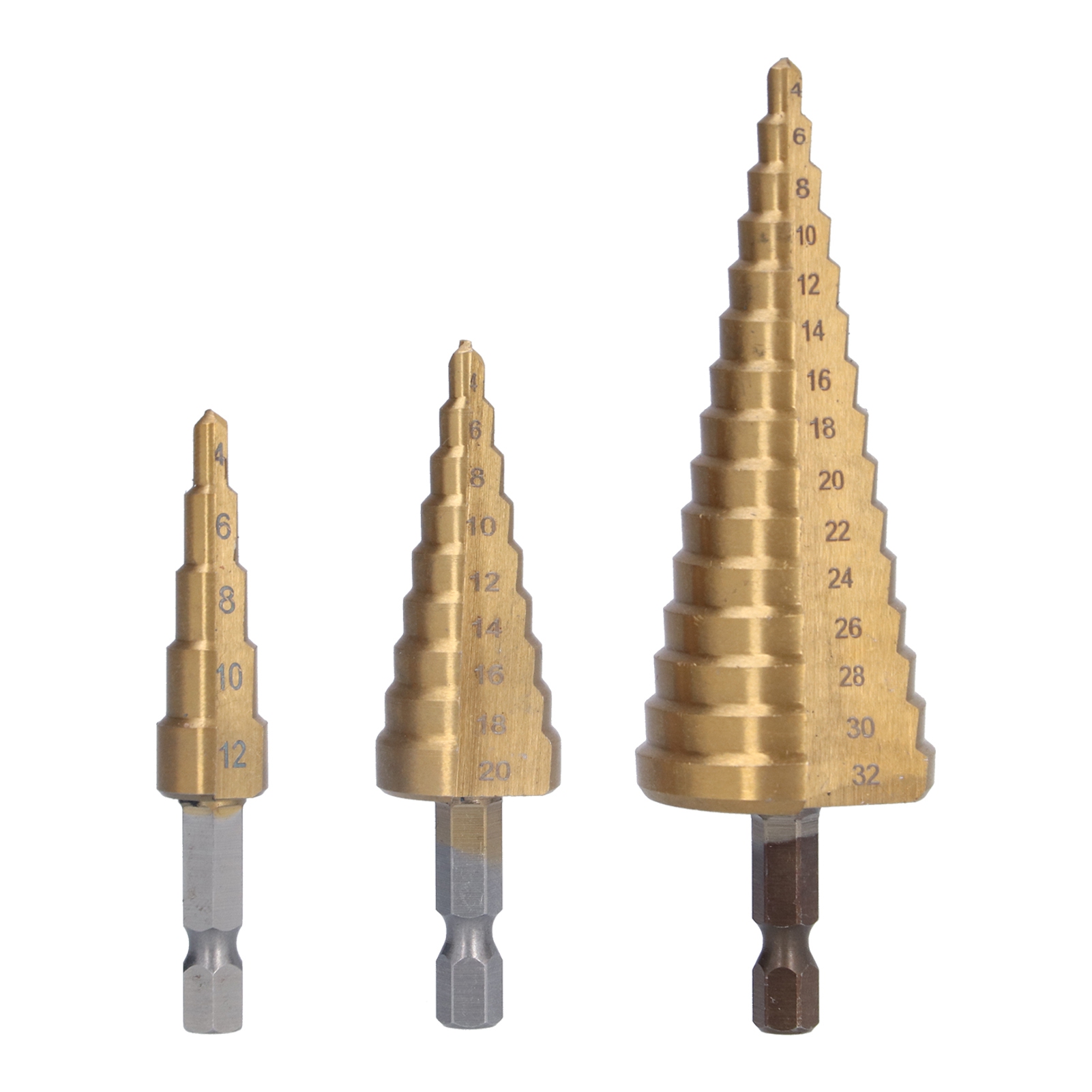 3-teiliges Stufenbohrer-set Aus Hss-stahl Für Holz Und Metall, Kernbohrer