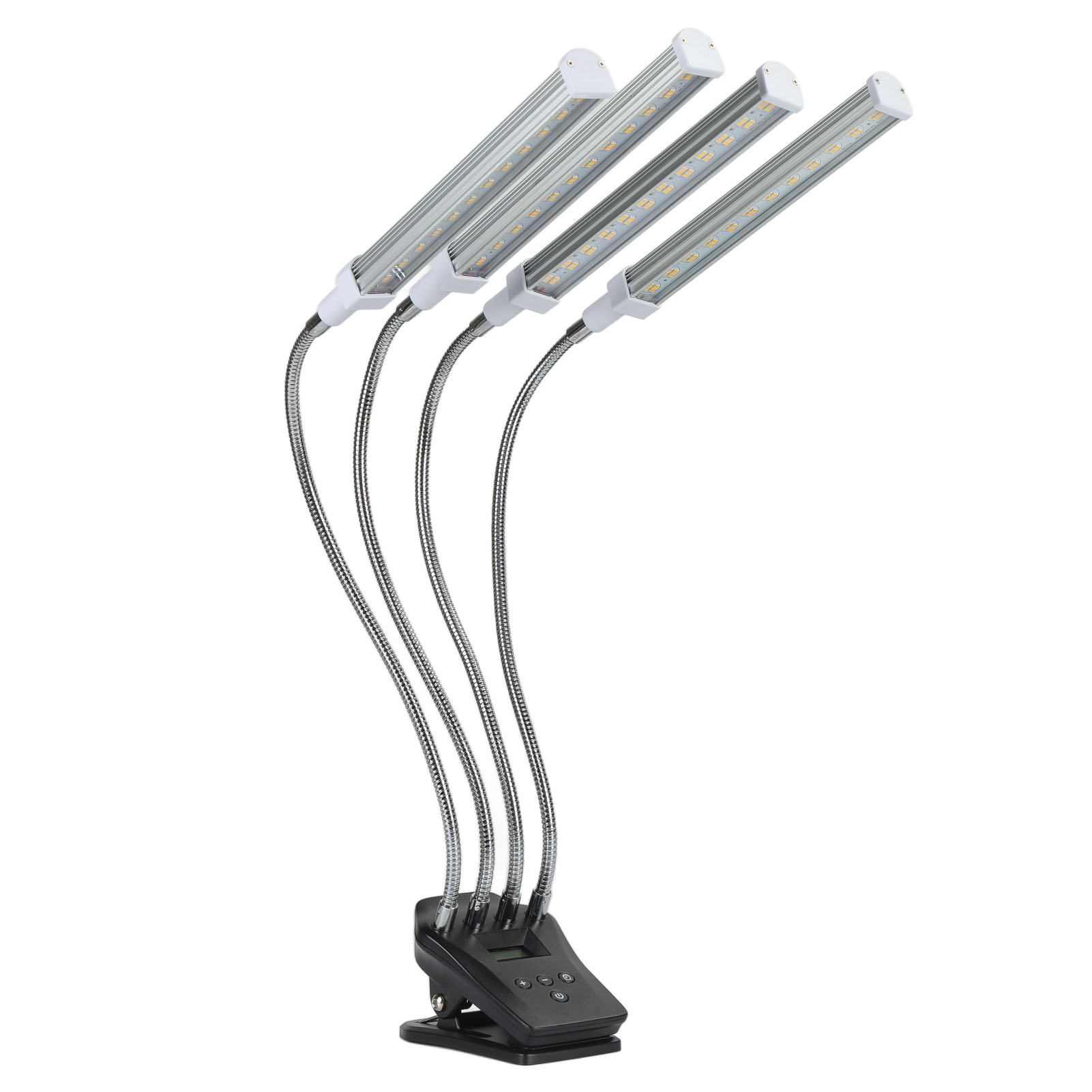 96-w-led-pflanzenlampe Mit Lcd-display, 4 Leuchtenköpfen, 360° Verstellbar, Silberfarben, Für Gewächshäuser, 100–240 V, Eu-stecker