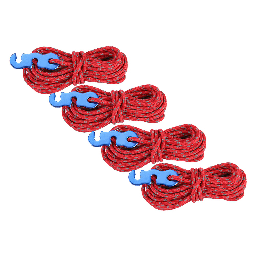 Ensemble De 4 Cordes Réfléchissantes Pour Tente, Haubans De Camping Avec Boucle En S (rouge)