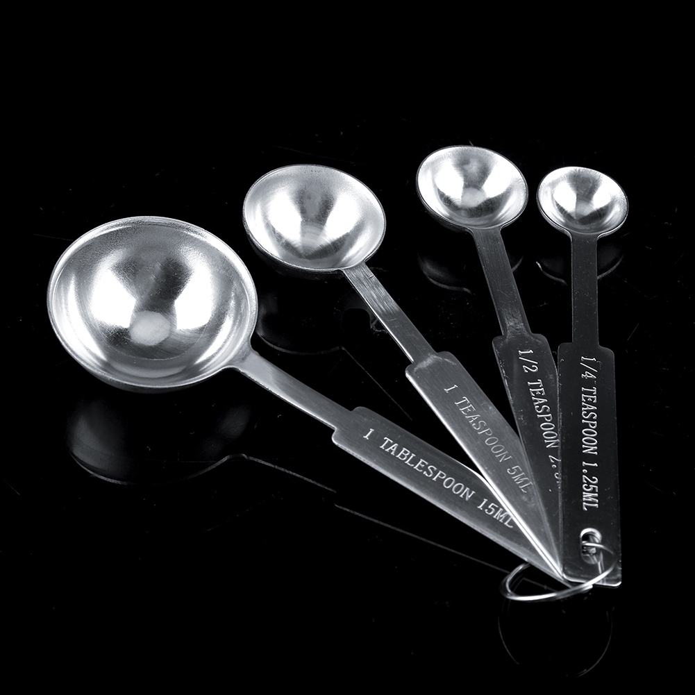 Set Mit 4 Messlöffeln Und -bechern Aus Edelstahl Für Kaffee, Gewürze, Kochen Und Backen