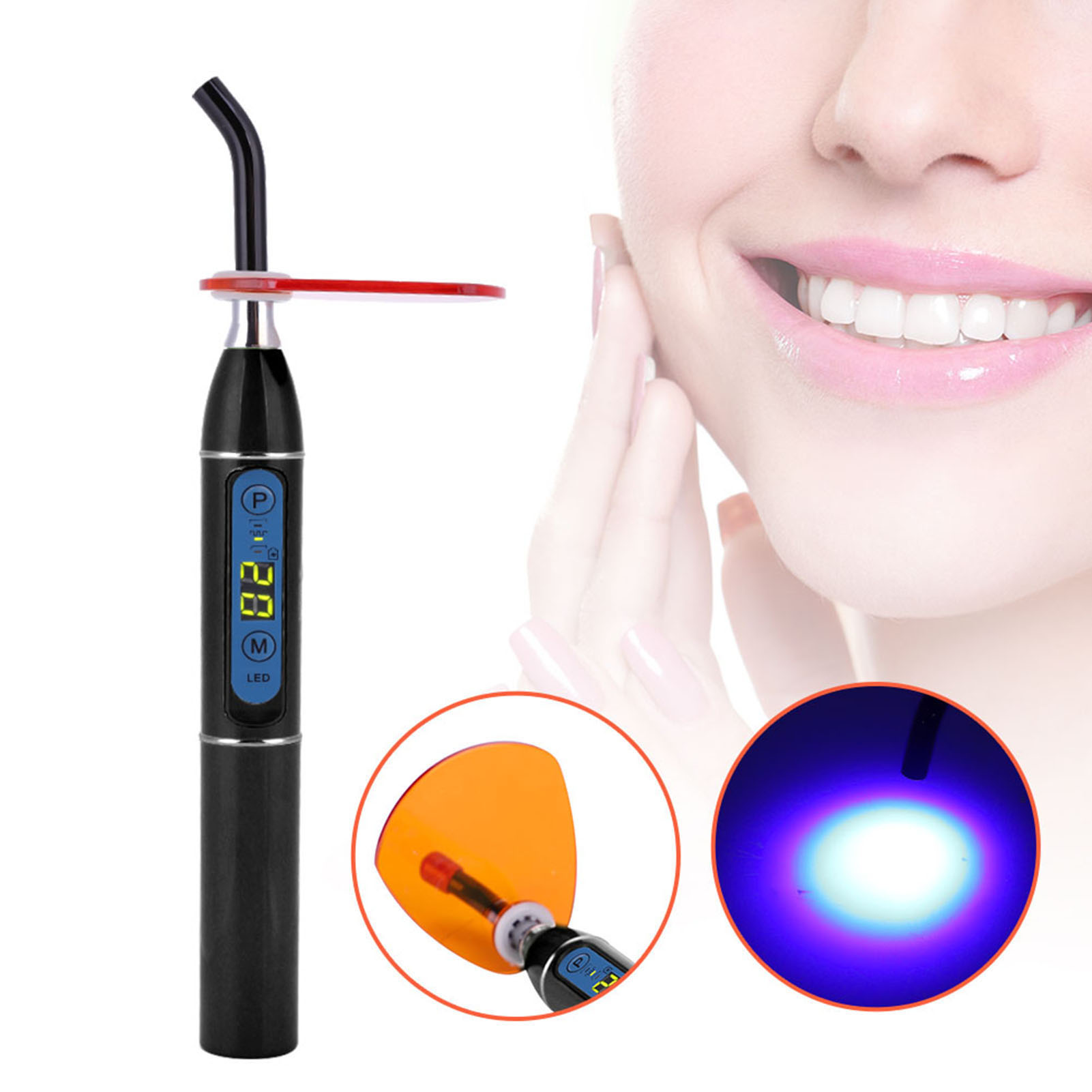 Kabellose Led-polymerisationslampe Für Die Zahnmedizin, Schwarz, Eu-stecker 110v-240v, Kaltlicht-polymerisationsgerät Für Die Zahnarztpraxis.