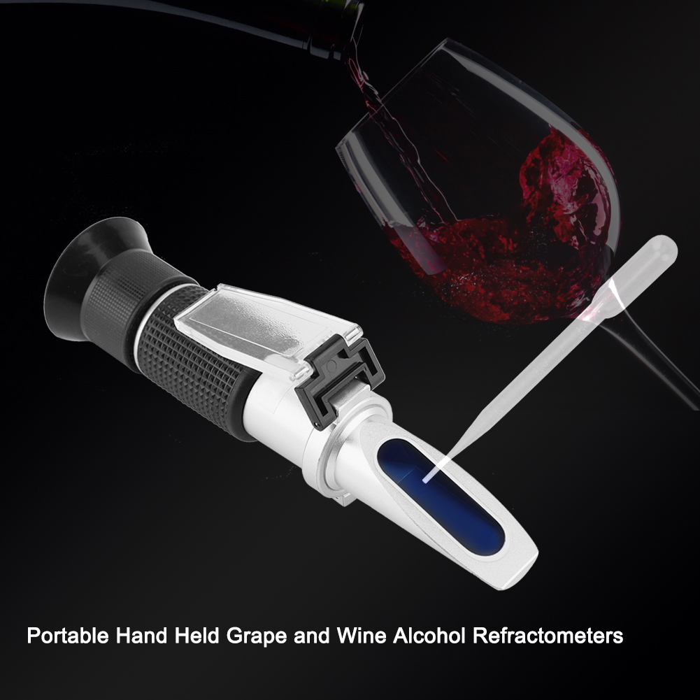 Tragbares Handrefraktometer Für Trauben Und Wein, Misst Alkohol 0–25 % Vol., Brix 0–40 %, Baumé 0–22, Önologisches Prüfinstrument