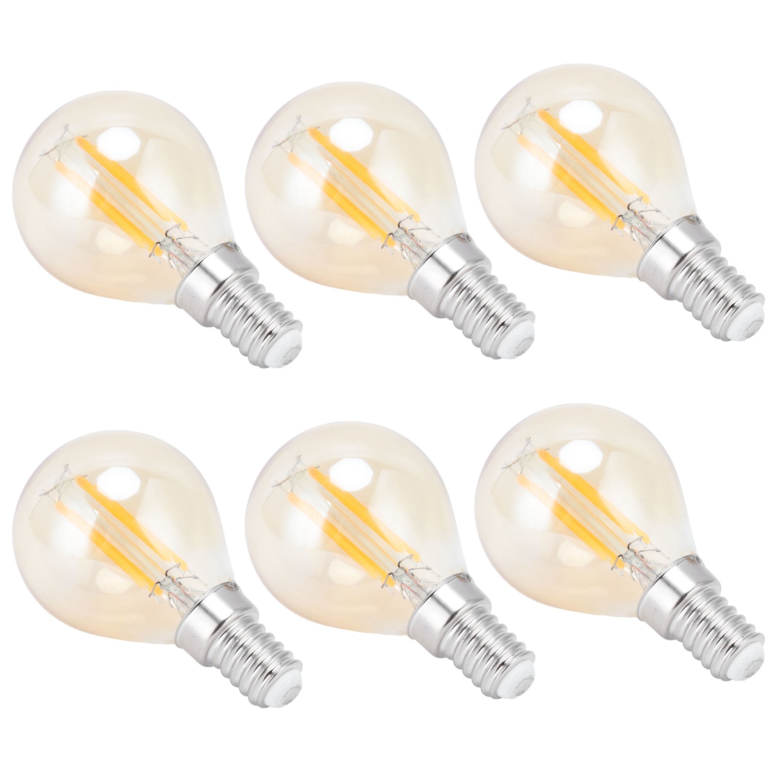 Set Mit 6 G45 Led-lampen Mit E14-fassung, Goldener Glühfaden, Klares Glas, 4 W, 2700 K, Warmweiß, 220–240 V, Vintage-stil