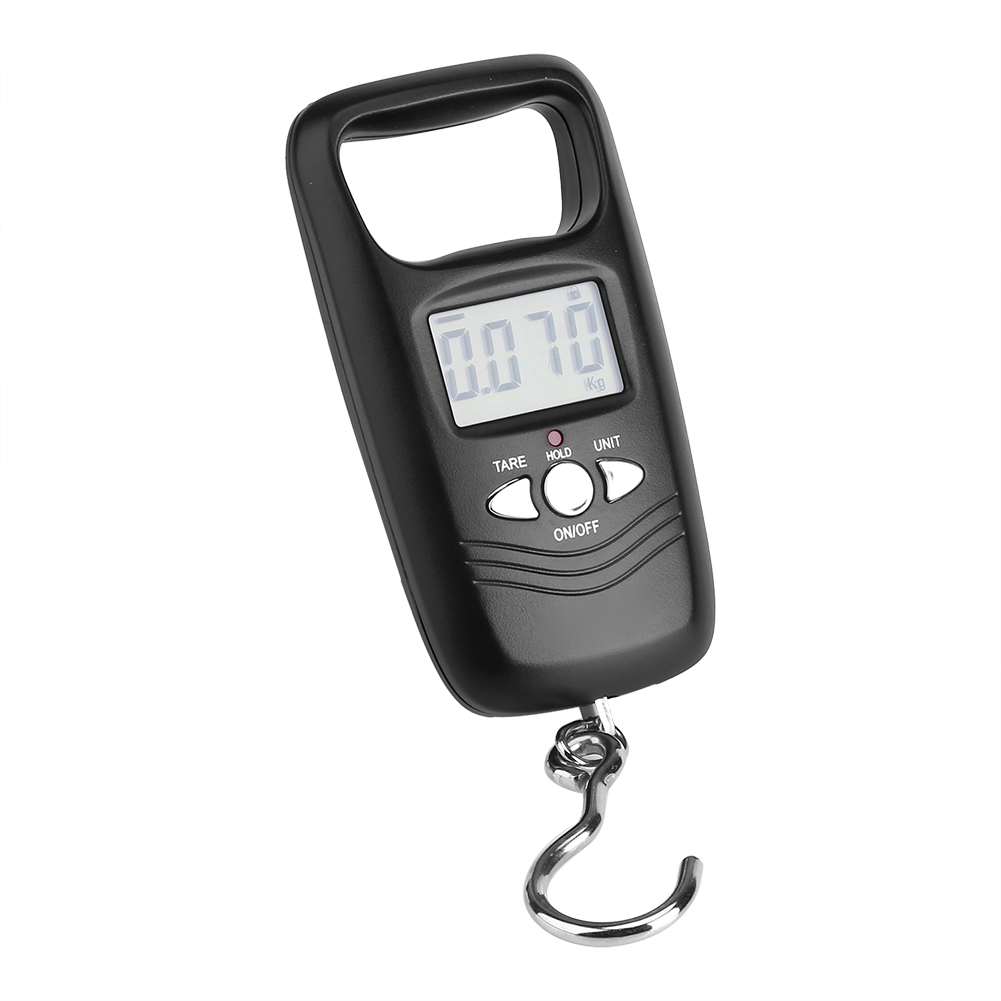 Digitale Elektronische Gepäckwaage Bis 50 Kg, Aufhängehaken, Hintergrundbeleuchtetes Lcd-display, Tragbare Reisegepäckwaage, Schwarz, Präzise Anzeige.