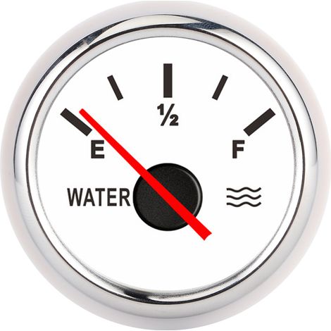 2-zoll-zeiger-wasserstandsanzeiger, Hochpräzise, Universell Einsetzbar Für Boote, Lkws Und Wohnmobile, Weißes Zifferblatt, Silberner Rahmen