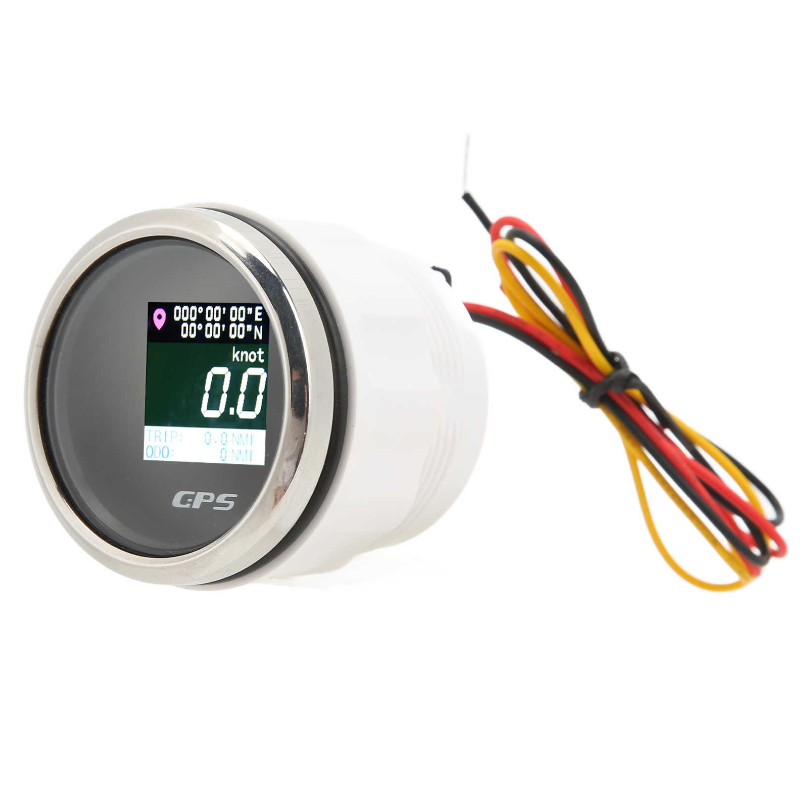 52-mm-gps-kilometerzähler Mit Lcd-anzeige (9–32 V) Für Boote, Yachten, Wohnmobile Und Fahrzeuge – Schwarzes Display, Silberner Rahmen