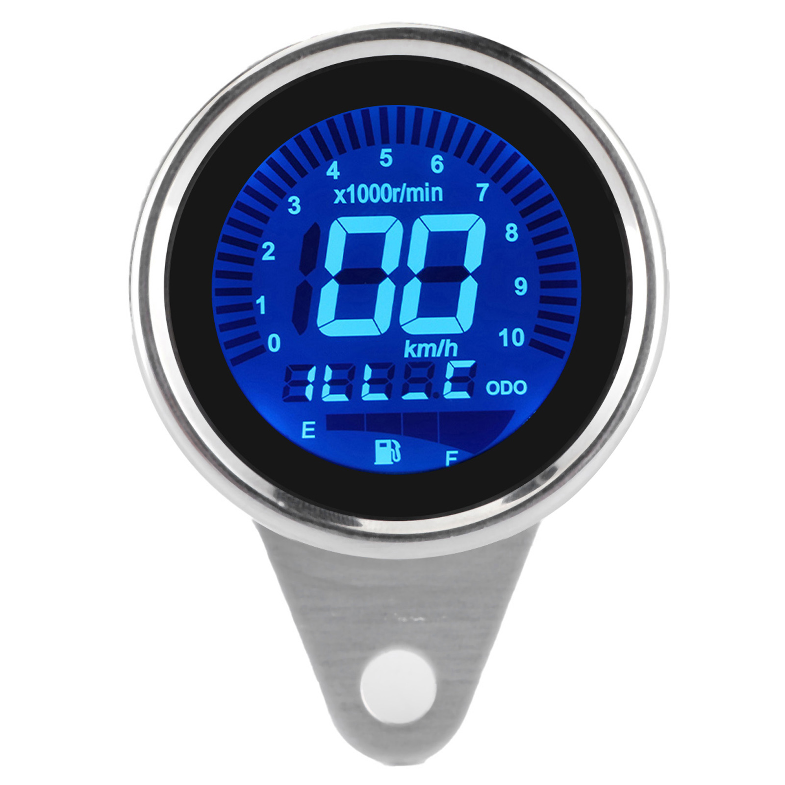 Universelles 12v Silbernes Multifunktions-motorradinstrumentencluster: Drehzahlmesser, Kilometerzähler, Tankanzeige, Geschwindigkeitsmesser