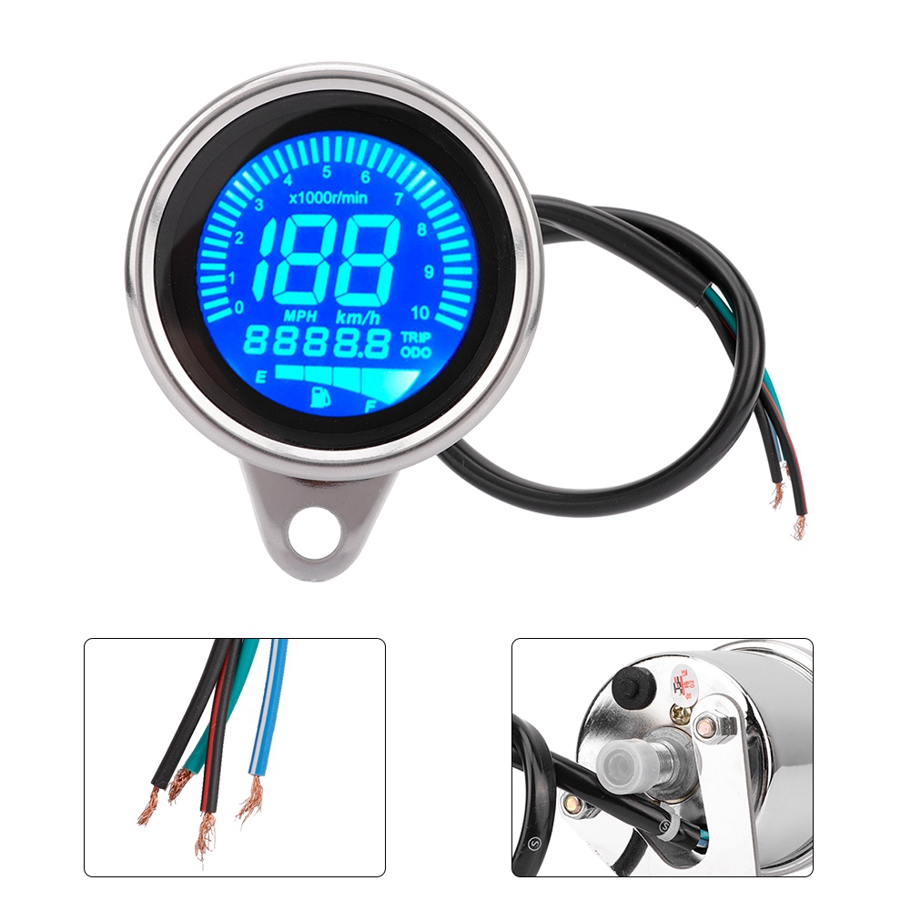 Motorrad-lcd-tachometer 0–199 Km/h, Digitaler Drehzahlmesser Mit Kilometerzähler, Elektrolytisch Versilbertes Instrument, Universell