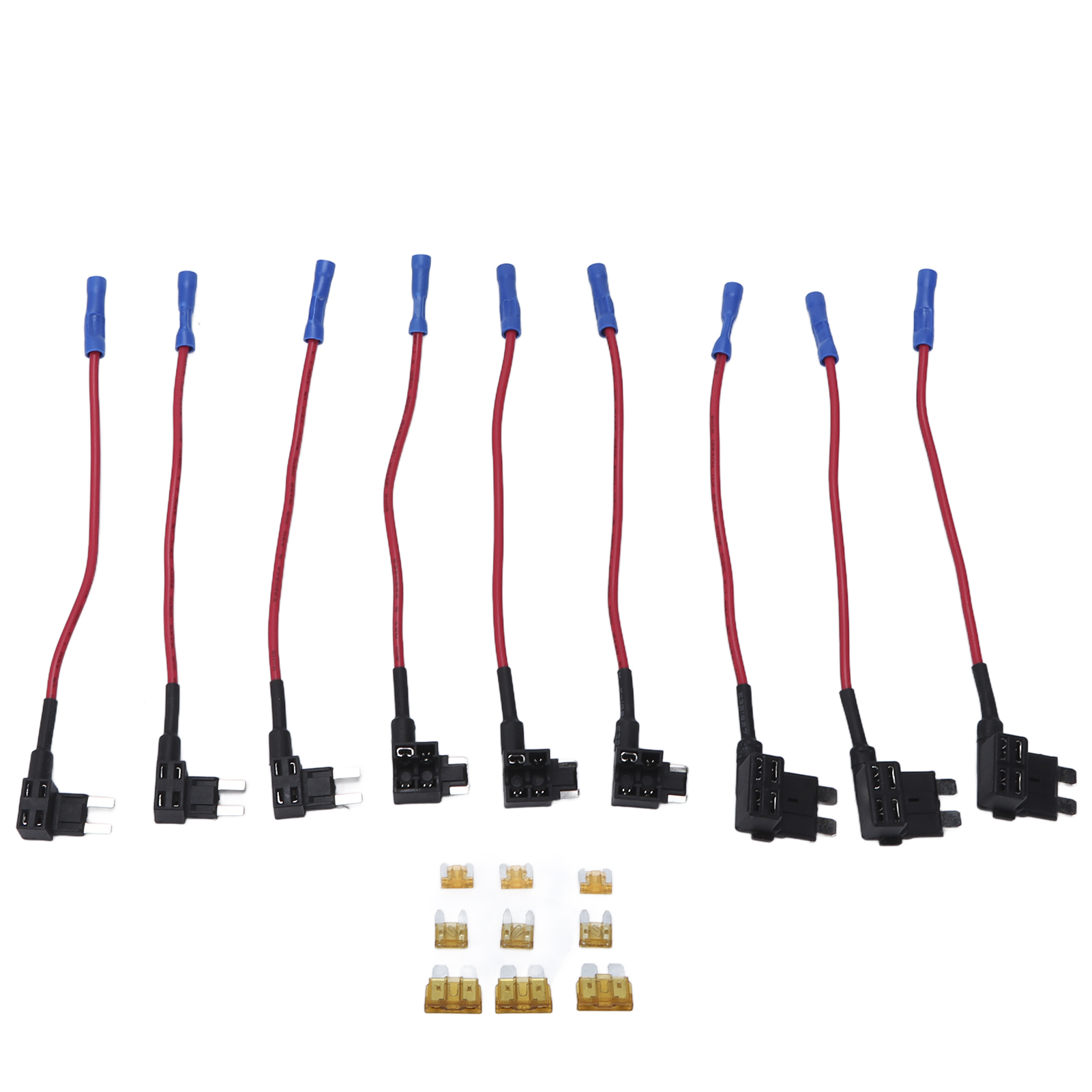 Set Mit 9 12v-stromkreissteckeradaptern, 3 Arten Von Standardmäßigen Mini-flachsicherungshaltern Mit 5a-flachsicherungen
