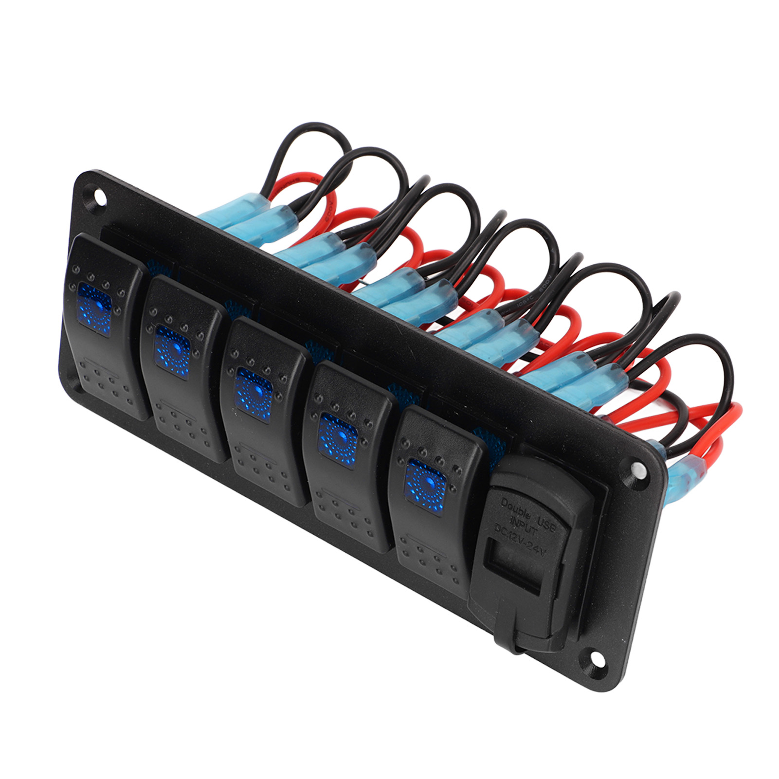 5-stufiges Wippschalter-bedienfeld (12–24 V) Mit Zwei Usb-ladeanschlüssen, Led-spannungsanzeige Und Ein-/ausschalter Für Lkw, Wohnwagen Und Boote