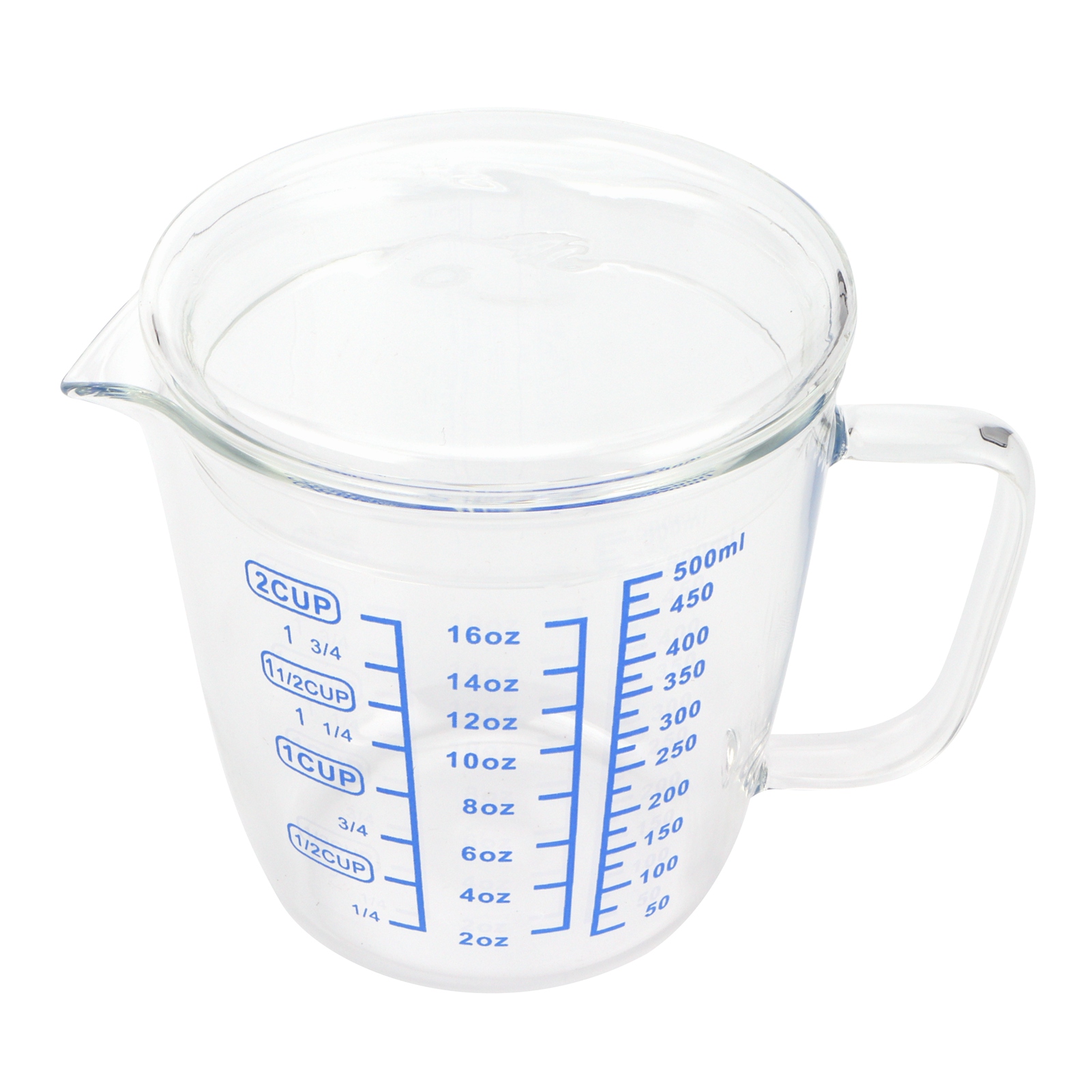 Hitzebeständiges Glas, Messbecher Mit Skala Für Milch, Messkrug Mit Deckel, Küchenutensil (500 Ml)