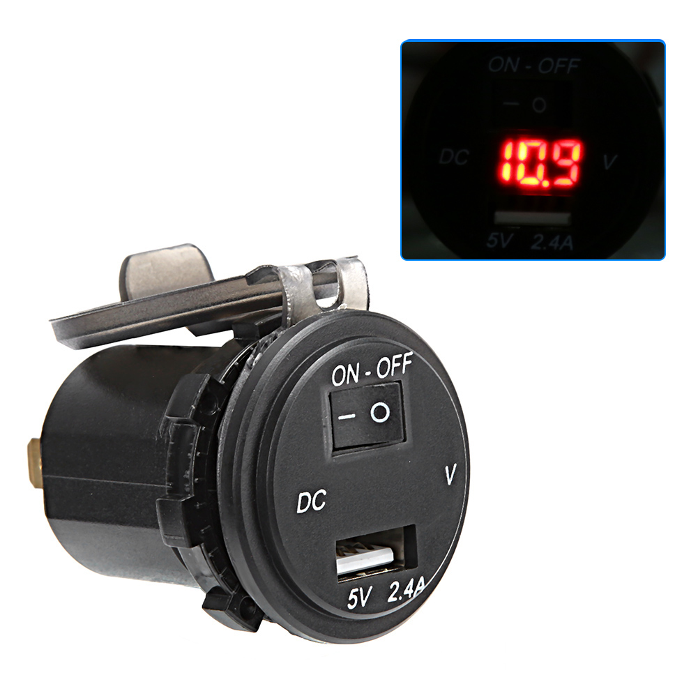 12v 2,4a Ip66 Wasserdichtes Led-wandladegerät, Digitaler Adapter Mit Separatem Schalter, 60cm Rotes Kabel, Kompatibel Mit Dc12-24v Für Telefone Und Elektronische Geräte.