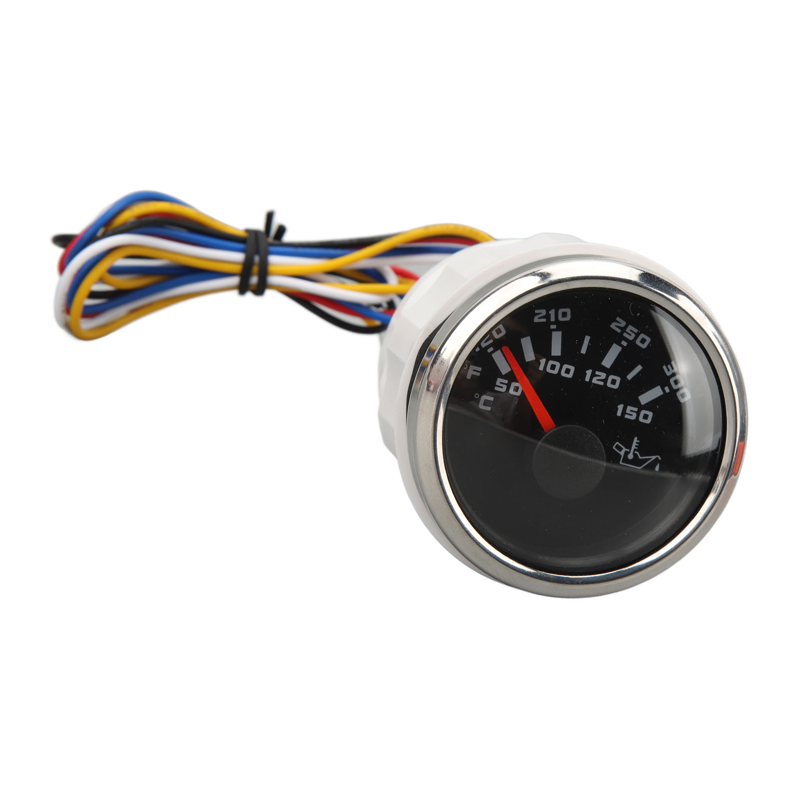 52mm Dc 9-32v Öltemperaturanzeige, Hochpräzisions-elektrothermometer In Celsius/fahrenheit, Schwarzes Zifferblatt Mit Silberner Umrandung, Für Boote, Yachten, Wohnmobile Und Angler.