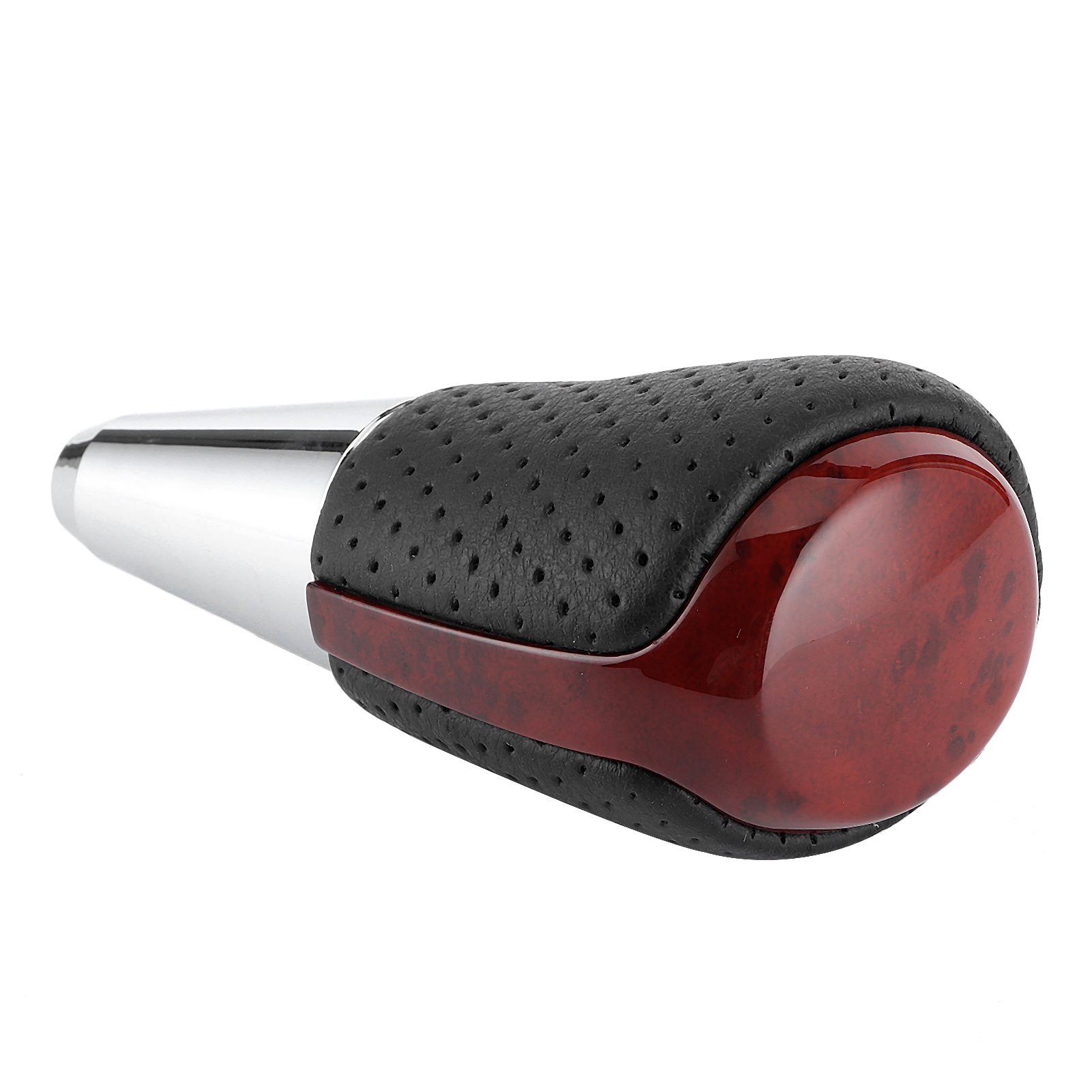 Schaltknauf Aus Kunstleder, Passend Für Camry/rav4/landcruiser/corolla/highlander, Schwarzes Perforiertes Leder, Rotes Holz