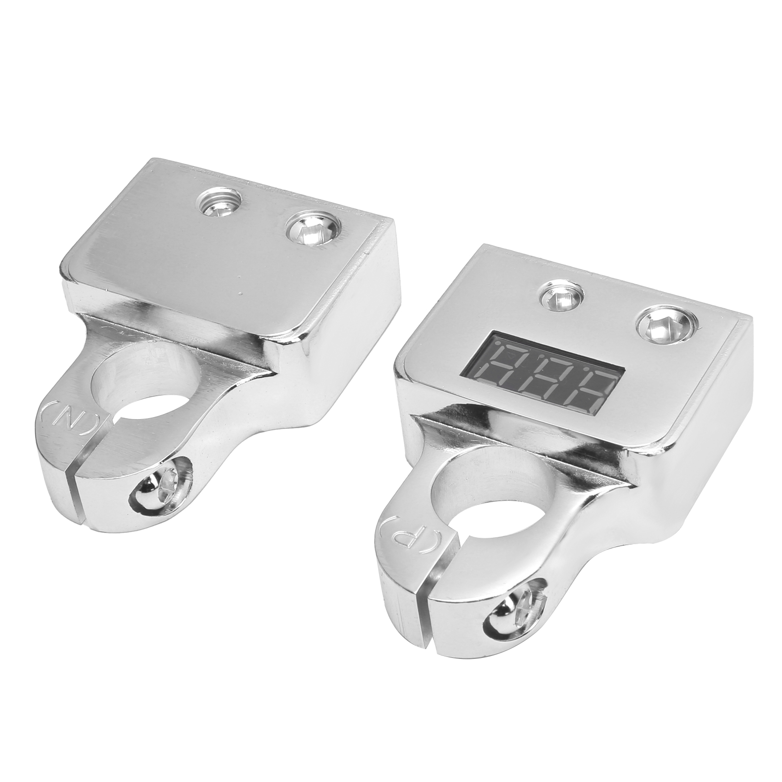 Kfz-batterieanschluss-set Mit Digitalvoltmeter, Standard-anschlüssen (0/4/8/10 Awg), Silberfarben, Led-anzeige
