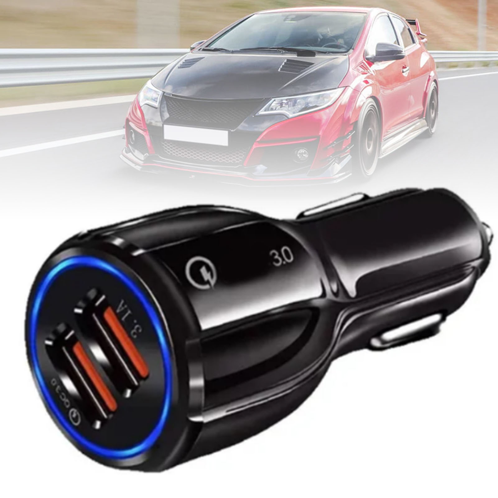Dual-usb-autoladegerät 6a 36w Schnellladefunktion 3.0 12-24v Pc-eingang Universal Für Smartphones Und Tablets