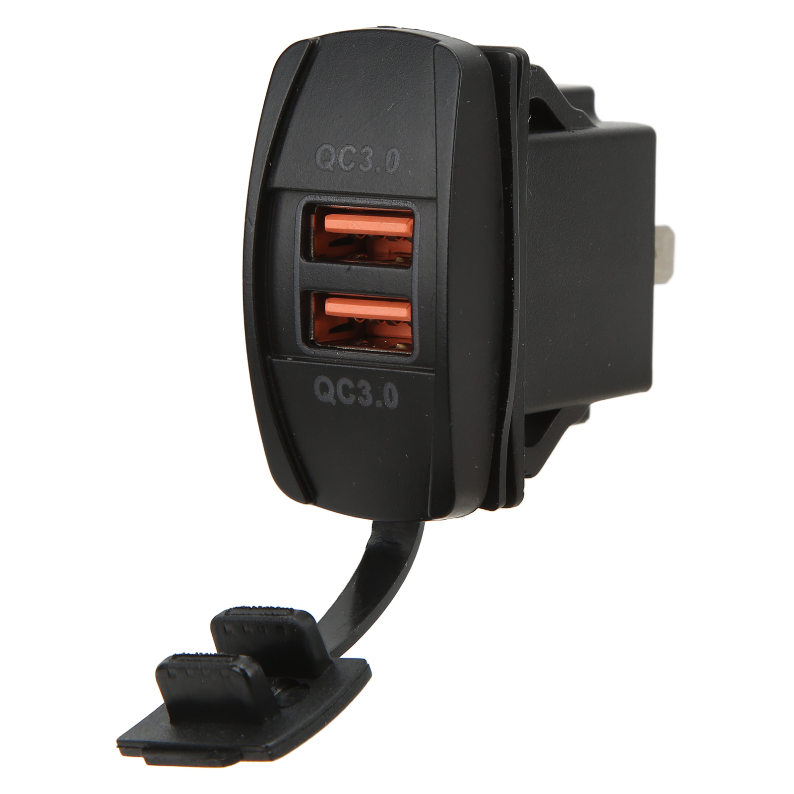 Schwarzes Qc3.0 Dual-usb-autoladegerät, Zigarettenanzünderstecker Mit Universellem Wippschalter, Schnellladefunktion, Led-hintergrundbeleuchtung