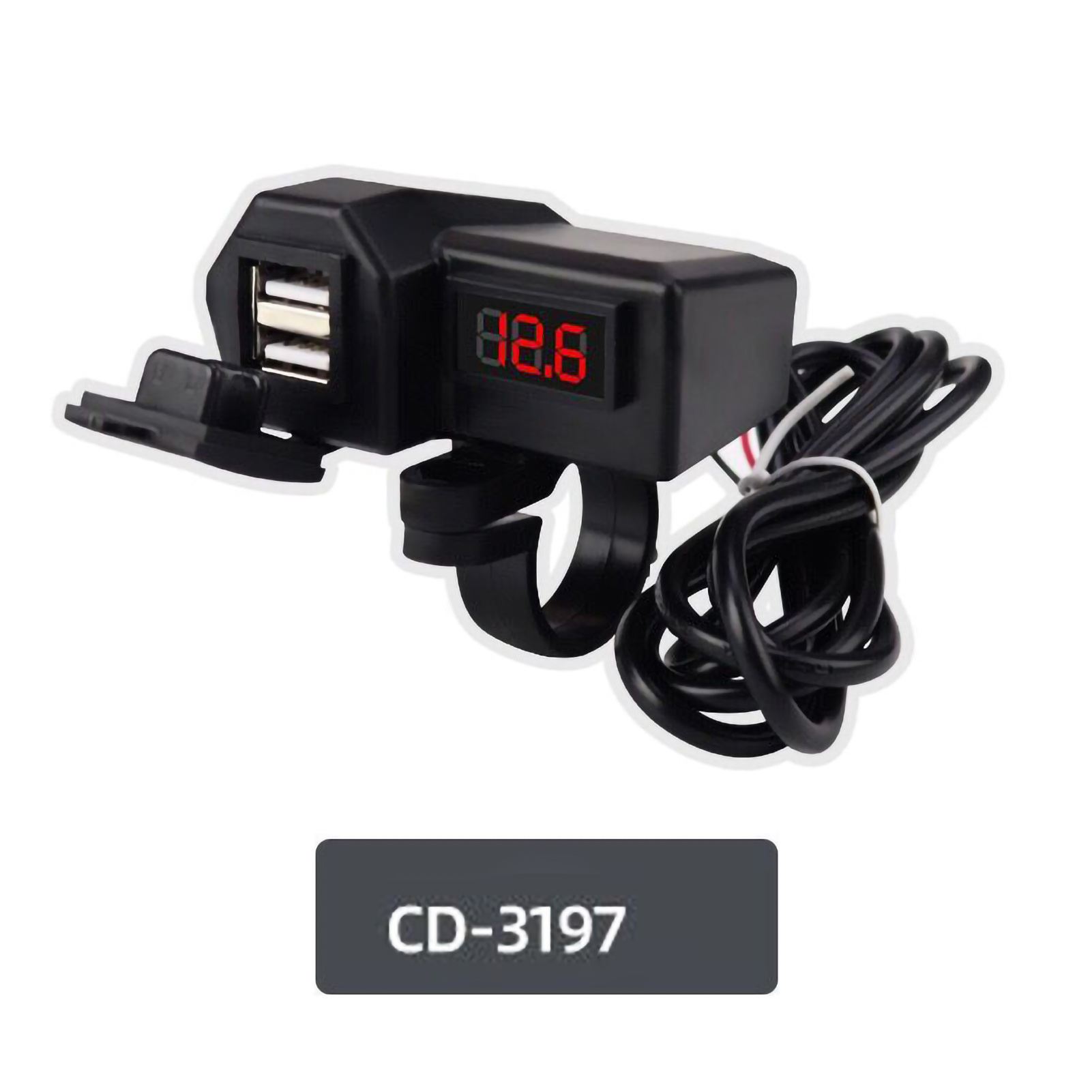 Dual-usb-motorradladegerät Mit Schnellladestecker Und Voltmeter Cd-3197, 2-in-1-multifunktionsadapter Für Smartphones, Schnelles Und Sicheres Laden