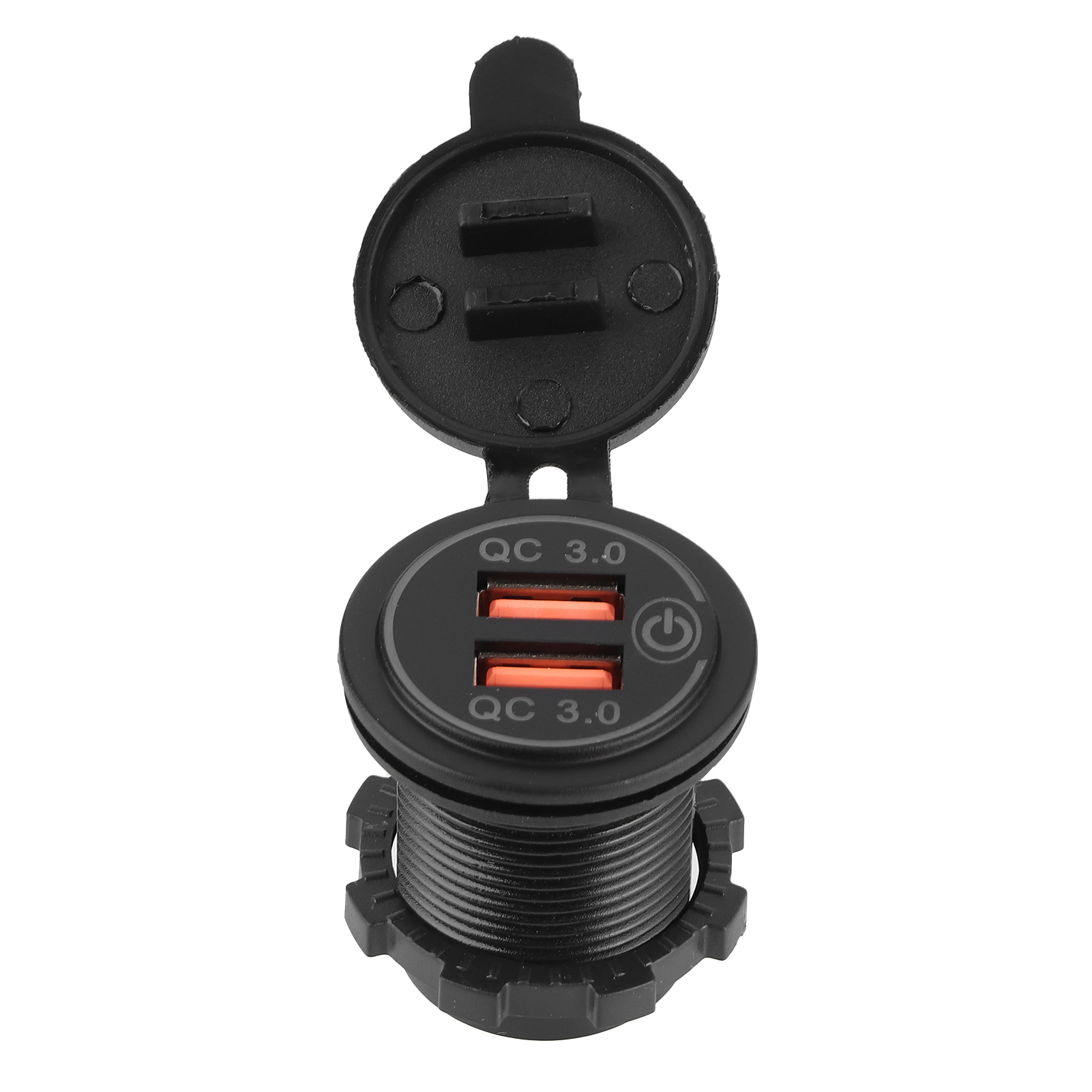 Kfz-ladegerät Mit Zwei Usb-anschlüssen, Qc3.0-schnellladefunktion Und Touch-schalter Für 12–24 V, Geeignet Für Boote, Motorräder, Atvs Und Wohnmobile Rote Led-anzeige