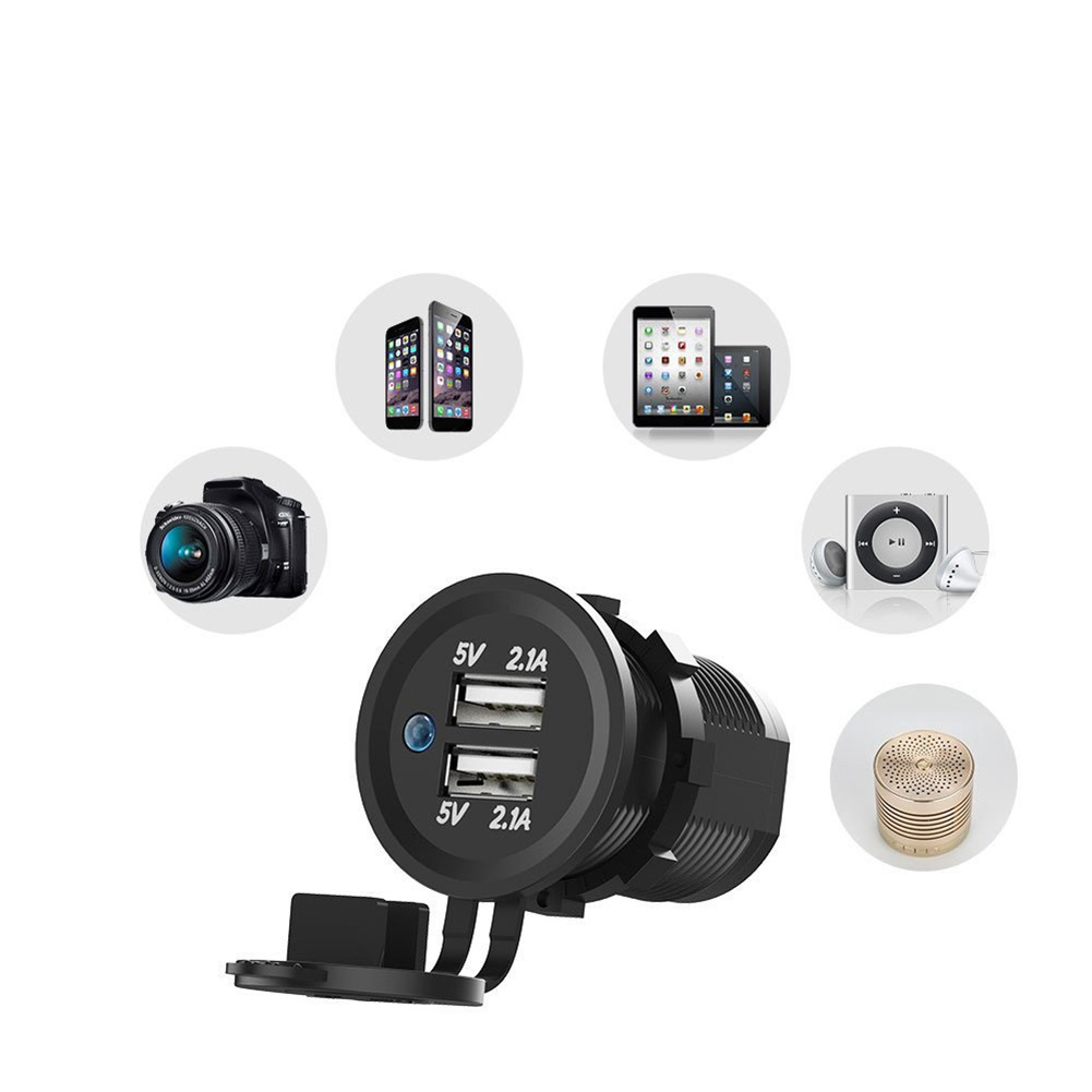 Doppelter Usb-kfz-ladeadapter Mit Zigarettenanzünderstecker (12 V) Für Auto, Boot, Motorrad Und Smartphone