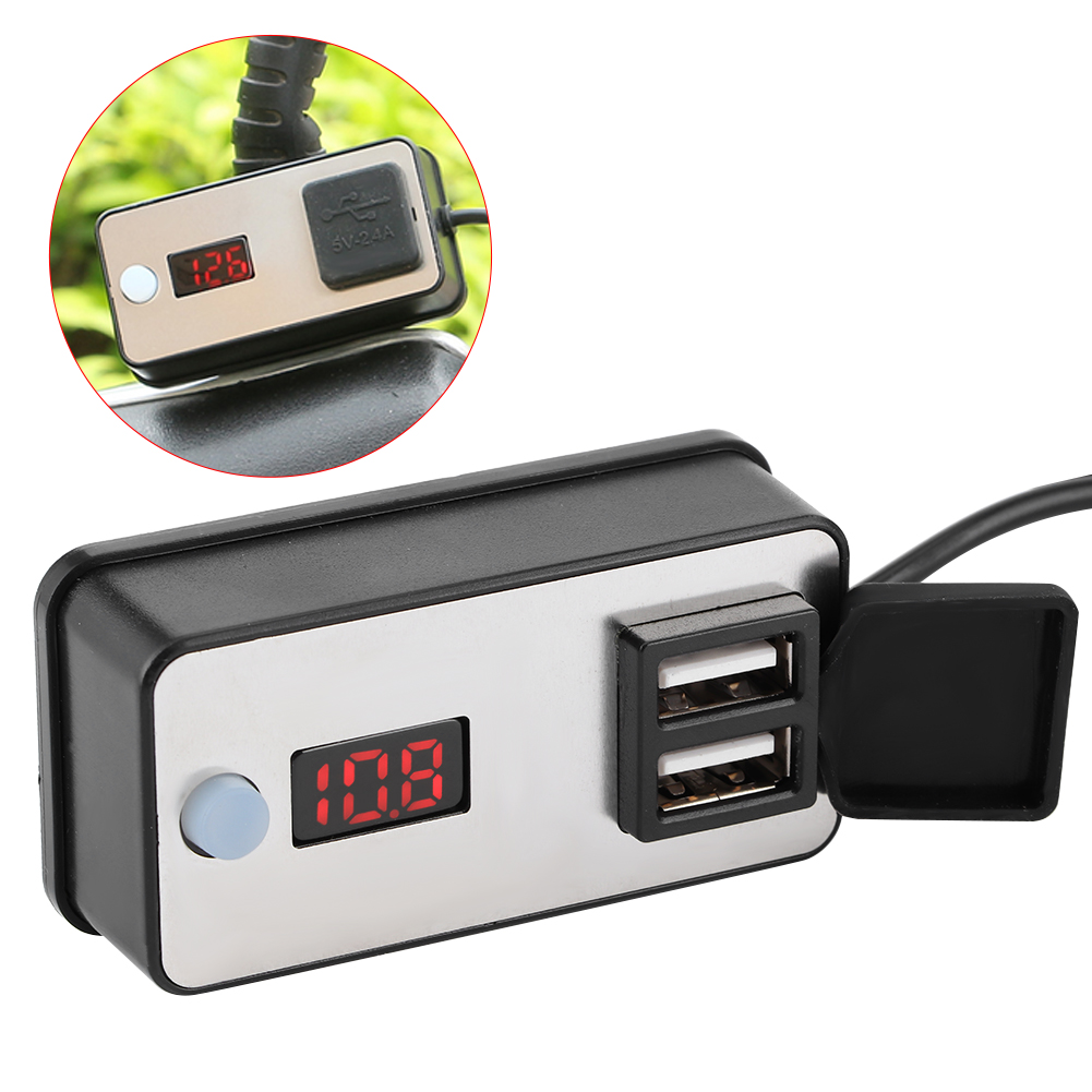 12v Motorrad-doppel-usb-ladegerät Mit Digitalanzeige, Universelles Wasserdichtes Netzteil Für Handys, Tablets Und Gps-geräte