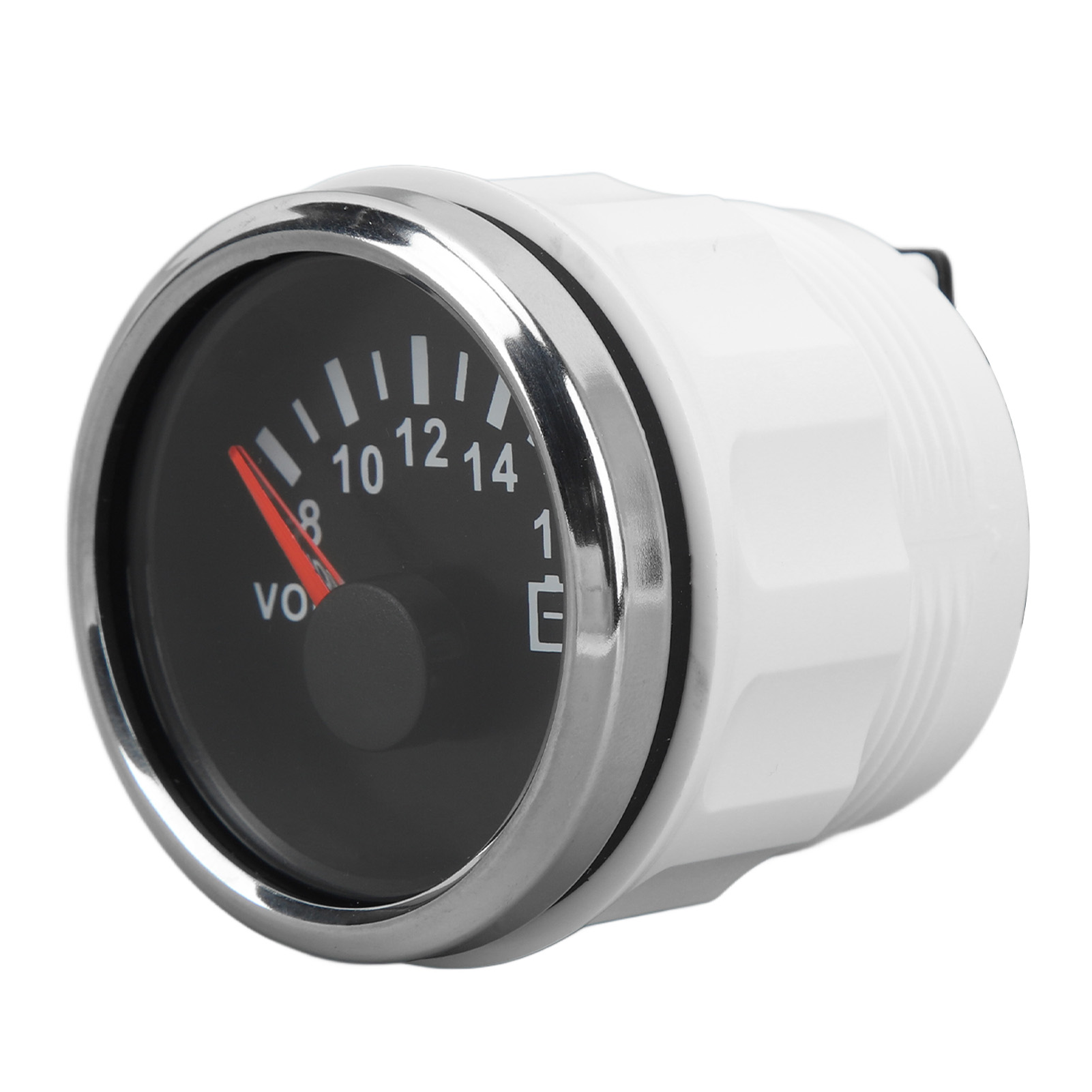 52-mm-dc9-32-v-bootsvoltmeter Mit Farbig Hintergrundbeleuchteter Nadel Für Wohnmobile, Yachten, Fischerboote Und Schiffe – Schwarzes Zifferblatt, Silberner Ring