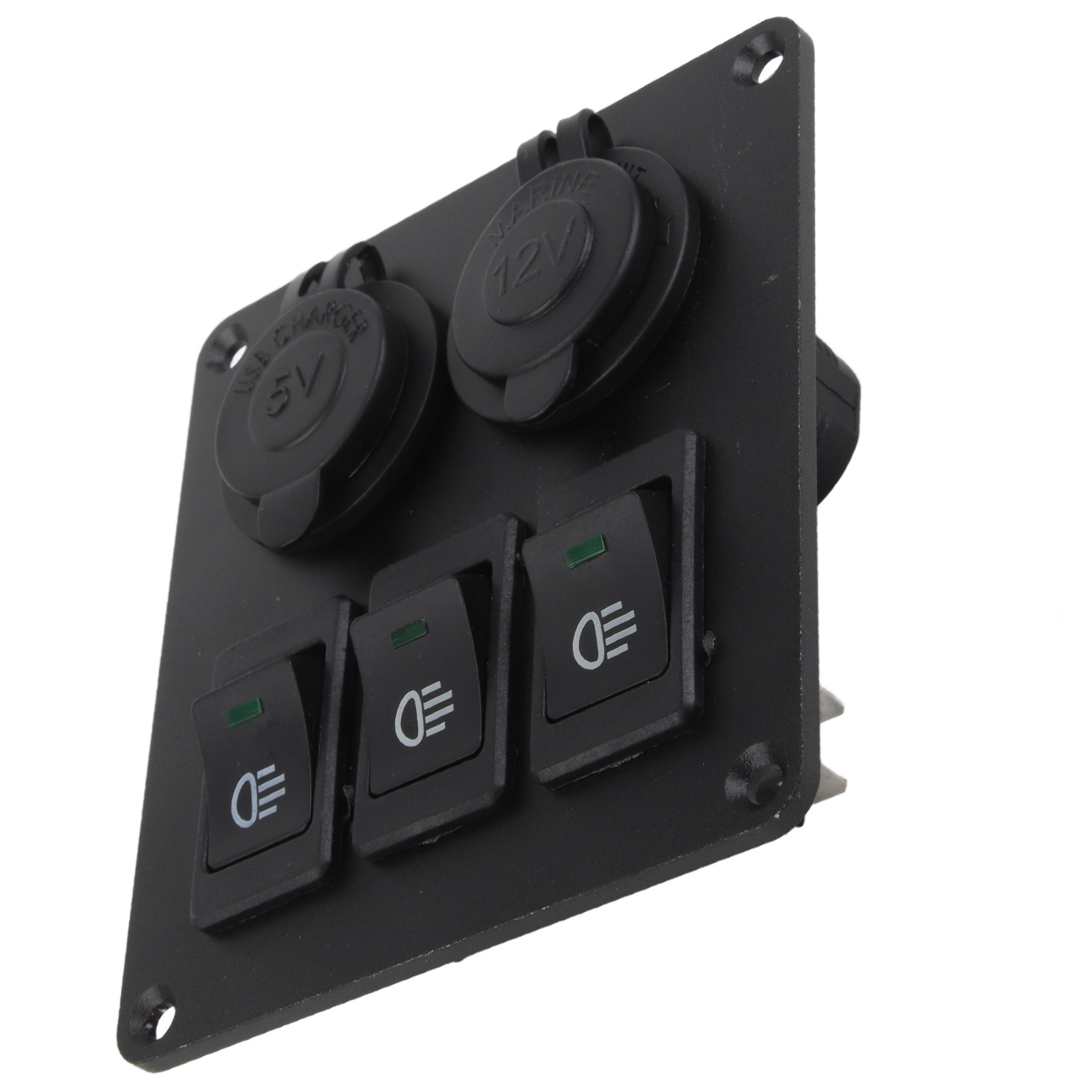 Marine Led Grüner Schalter 3+2 Kombi + Kfz-zigarettenanzünder-ladegerät Grün