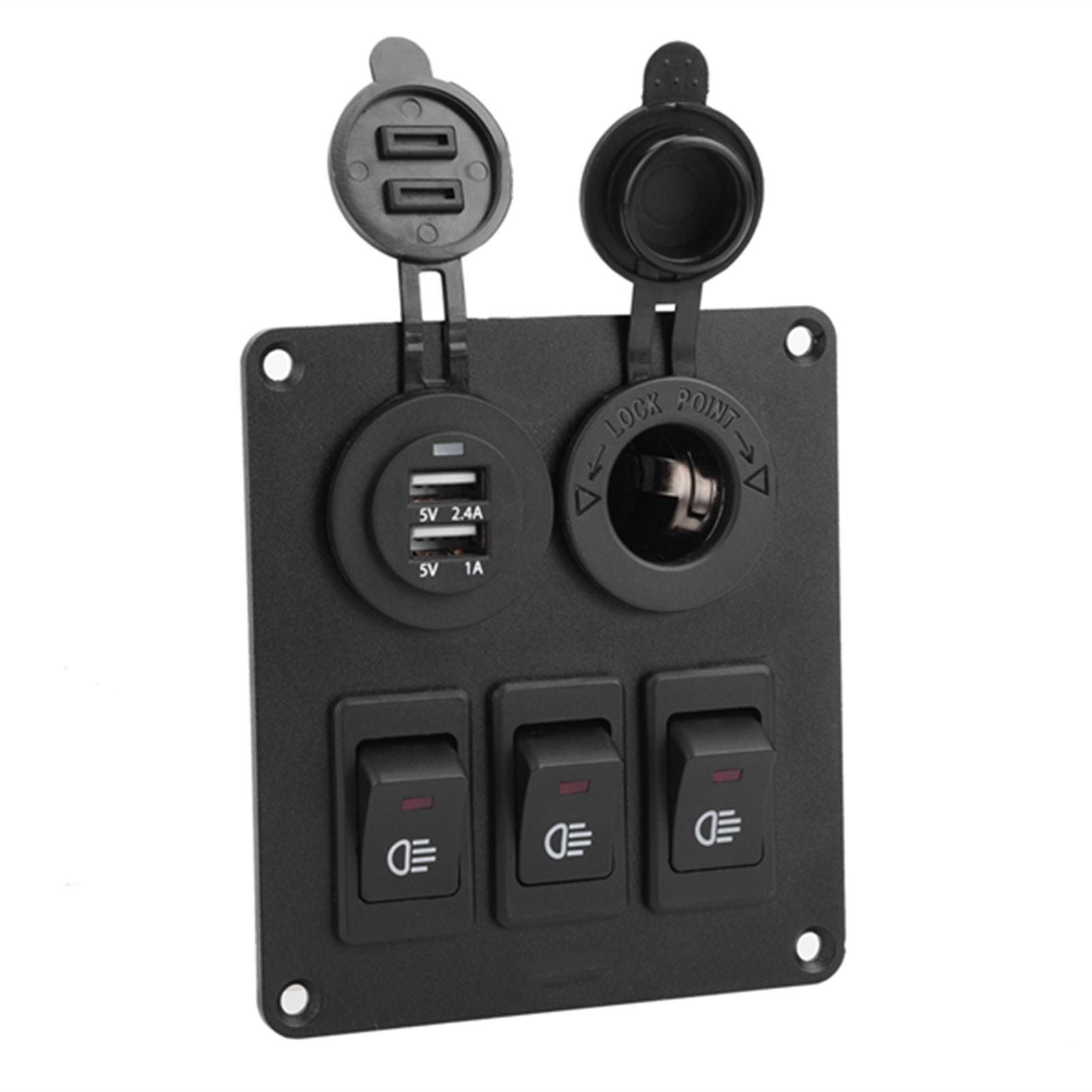 Marine-led-schalter (grün, 3+2 Positionen) + Gelber Zigarettenanzünder-usb-ladeanschluss Für Boot Und Auto