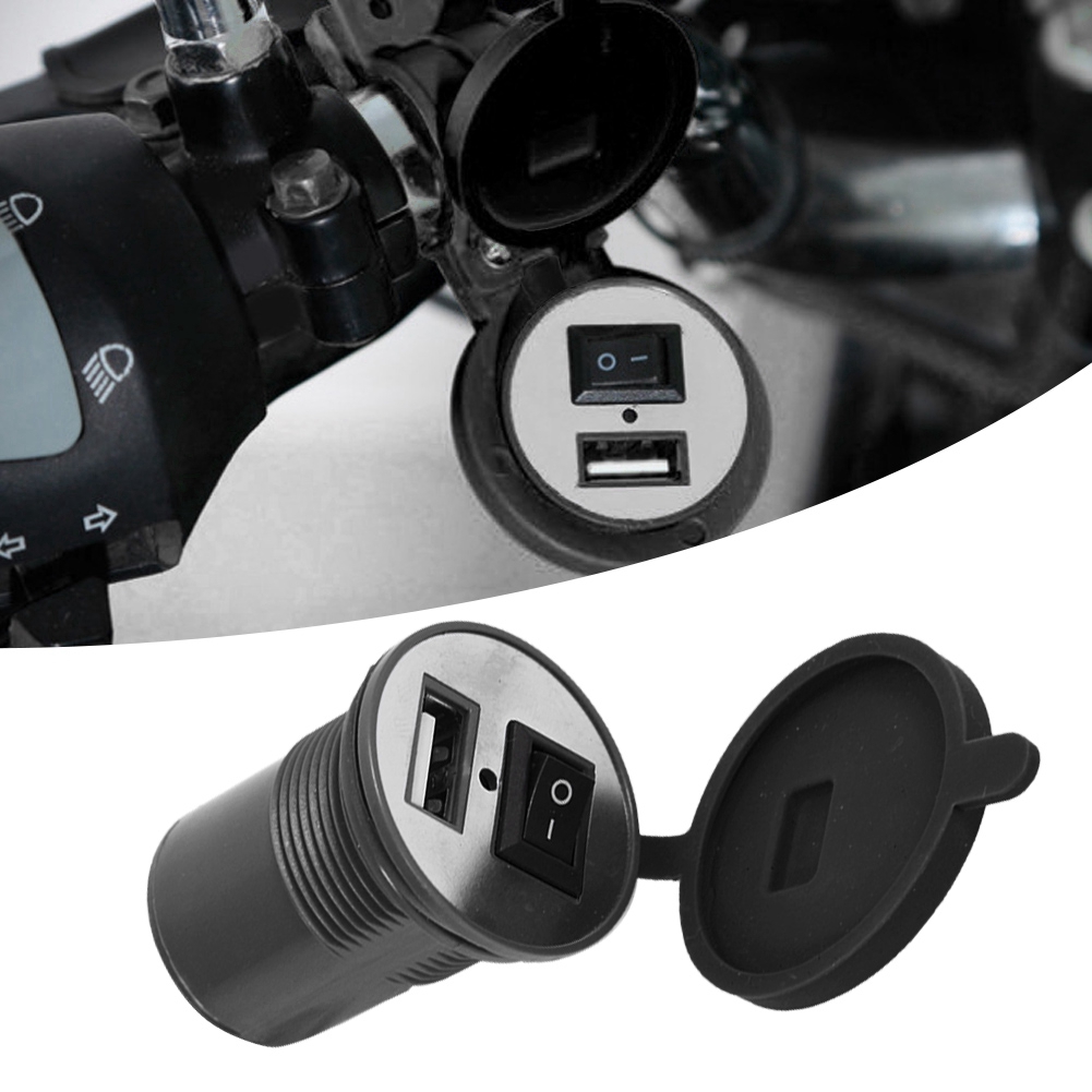 Wasserdichte Motorrad-handyhalterung, 12v Usb-ladegerät Mit Schalter, Schwarzer Lenker, Robuste Halterung.