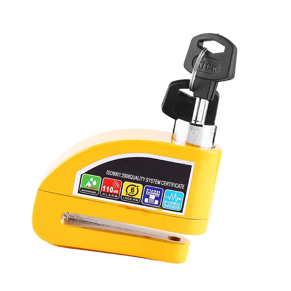 Diebstahlsicheres Bremsscheibenschloss Für Motorräder, Roller Und Fahrräder. Bremswarnsystem Mit Gelbem Signalton. Verstärkter Diebstahlschutz Für Ihr Fahrzeug.