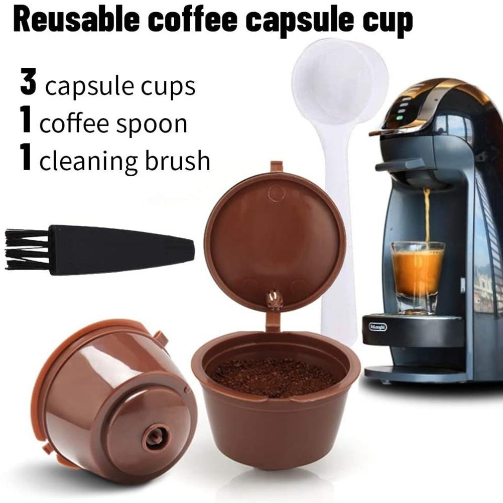 3 Wiederverwendbare Kaffeekapsel-nachfüllpackungen, Wiederverwendbare Kunststofffilter Mit Löffel Und Bürste