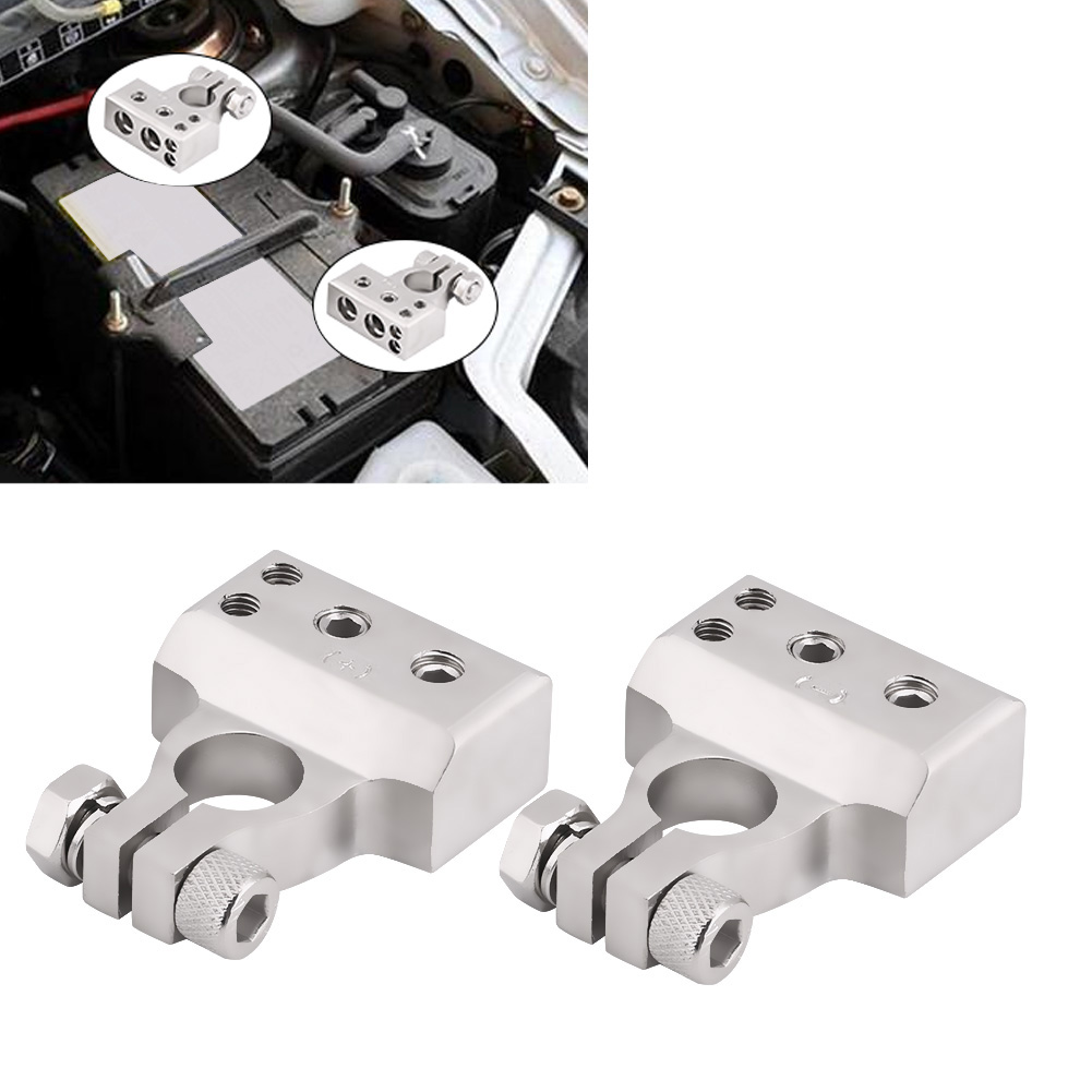 Paar Autobatterie-steckverbinder, Positive Und Negative Klemmen, Silberfarben, Für 0/1 2 4 8 Awg Kabel, Klemmanschlüsse.