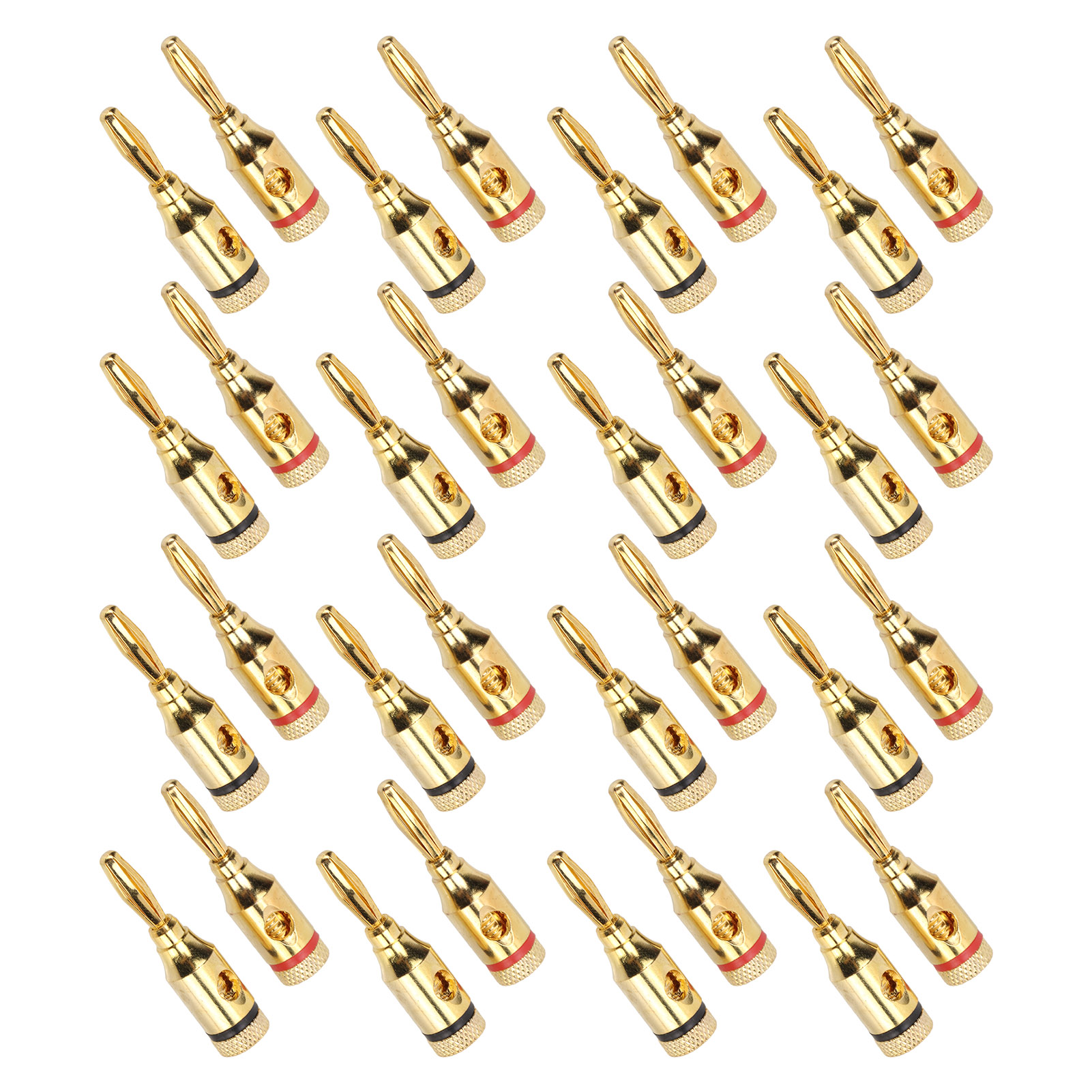 32 Bananenstecker, Vergoldete Aluminiumlegierung, Universelles Offenes Schraubgewinde, 12–18 Awg, Packung Mit Vergoldeten Lautsprecheranschlüssen