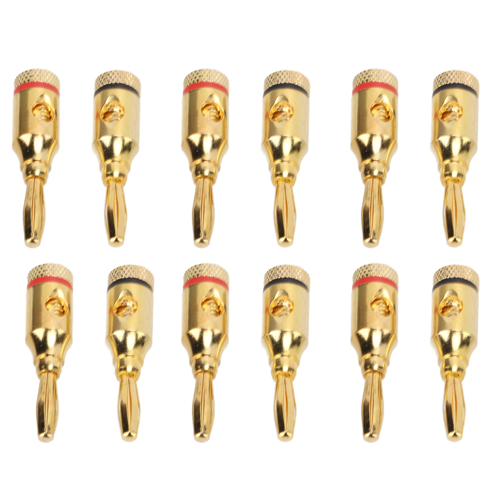 12-teiliges Set Vergoldeter Bananenstecker, Lautsprecherstecker Aus Aluminiumlegierung, Universeller Offener Schraubanschluss Für Autos