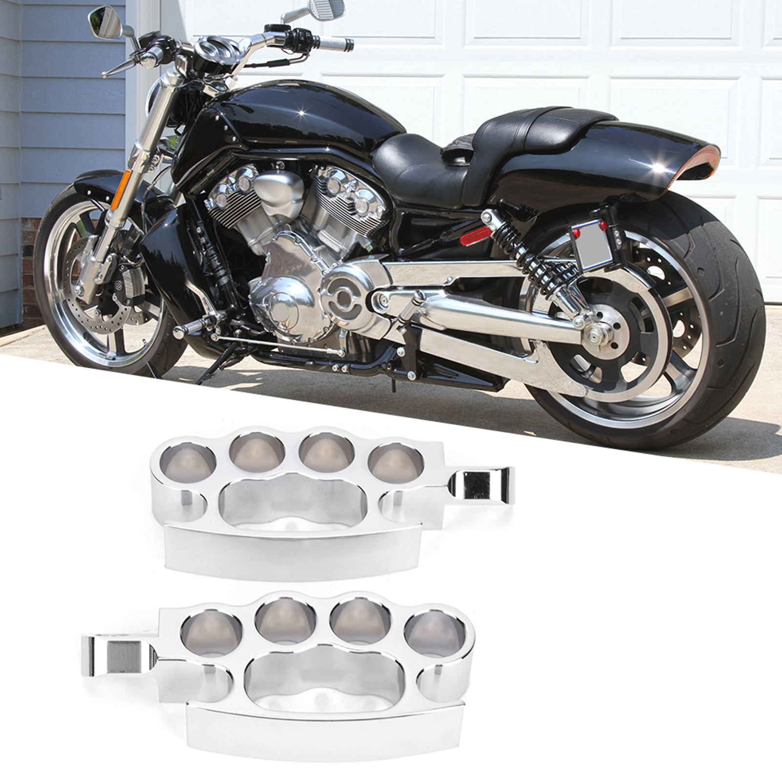 Motorrad-fußrasten Vorne, Cnc-gefrästes Aluminium, Universelles Zubehör, Silberfarben