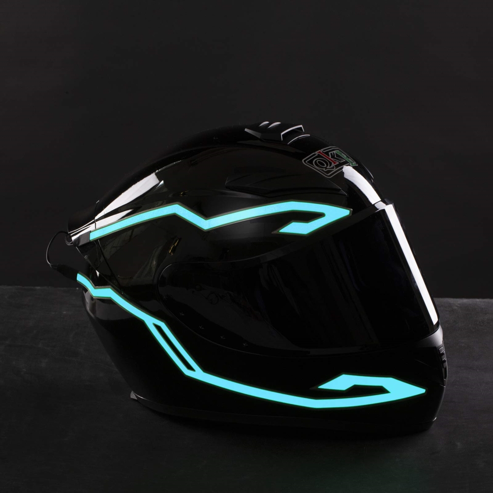 4-in-1 Led-lichtleiste Für Motorradhelme, Antibeschlag- Und Regenschutz-neonaufkleber, Dekorativer Phosphoreszierender Klebstoff, Universelle Lichtleiste