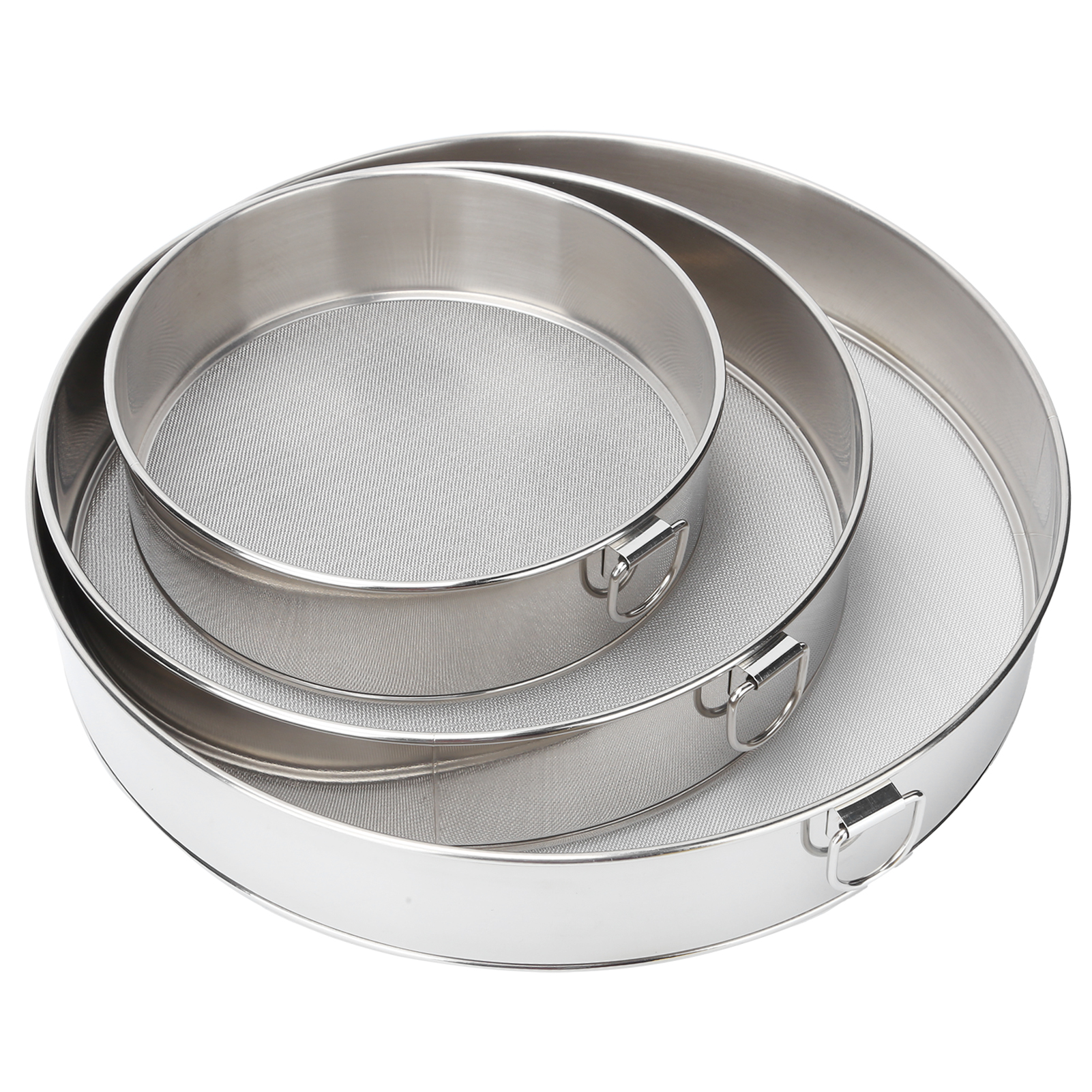 3-teiliges Mehlsieb Aus Edelstahl 304, Rundes Sieb Für Pulver Und Gebäck, Küchenutensil.