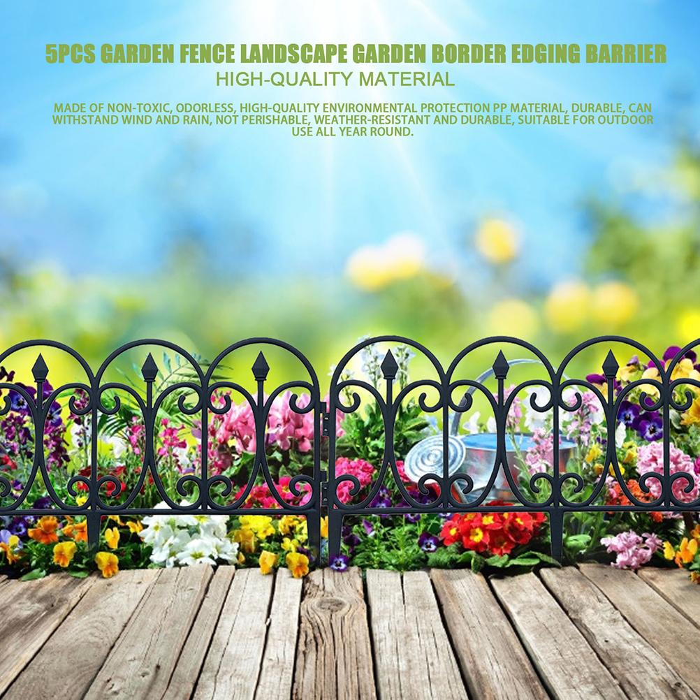 Set Mit 5 Gartenzäunen Aus Kunststoff, Abnehmbare Schutzbarriere, Dekorative Einfassung Für Rasen Und Terrasse
