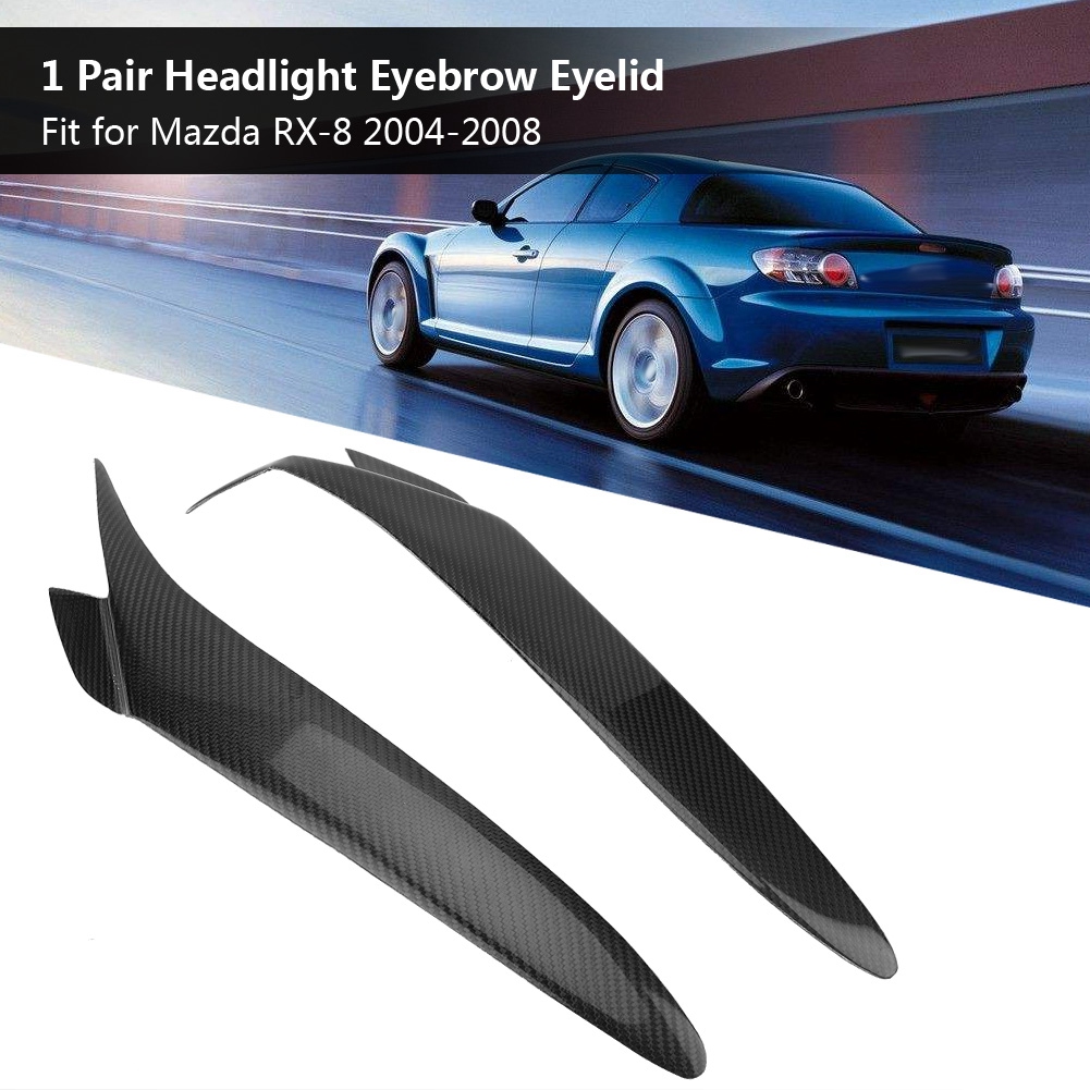 Paar Originale Scheinwerferblenden Aus Kohlefaser Für Mazda Rx-8 2004-2008, 2-teiliges Set, Sportliches Design, Carbonschwarz, Kompatibel Mit Frontscheinwerfern