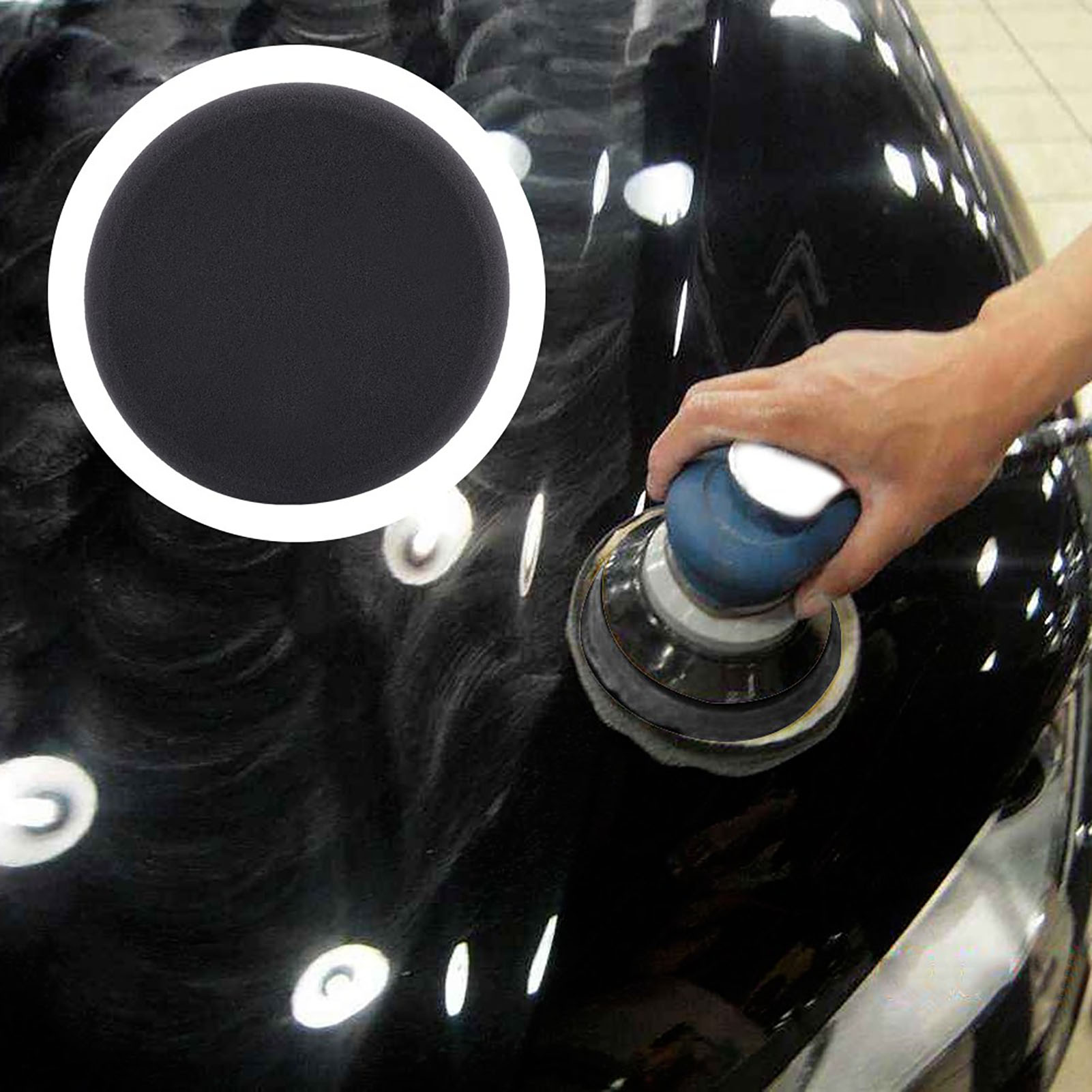 Set Mit 3 15 Cm Langen Schwammpolierpads Für Autopoliermaschinen, Schwarz, Gelb, Weinrot, Polierscheibe Aus Schaumstoff Zum Glätten Von Autos