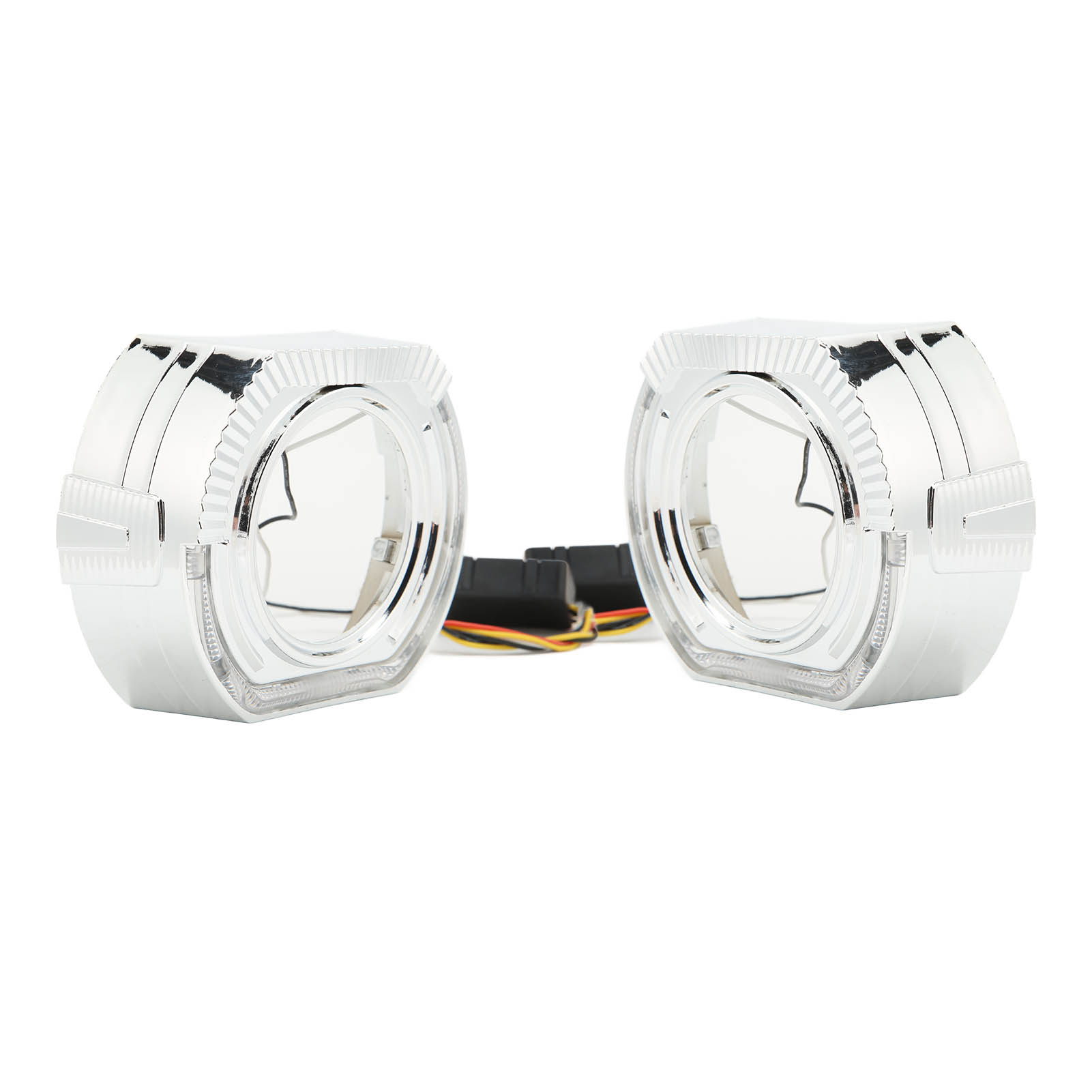12v 5w Led-angel-eyes-halo-ringe, 3-zoll-scheinwerferblenden Für Bi-xenon-doppelscheinwerfer, Linke/rechte Ringabdeckungen, Weißes/gelbes Licht, Tagfahrlicht