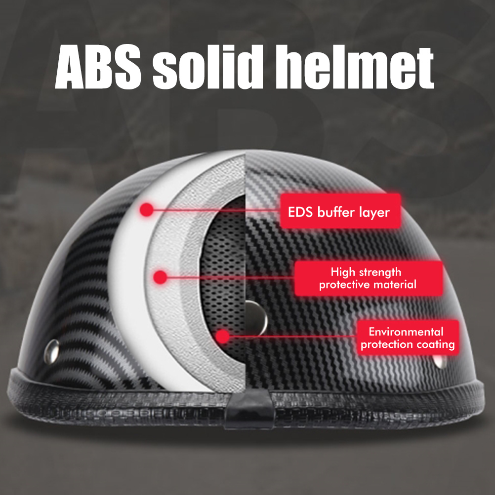Retro-halbgesichts-motorradhelm Mit Verstellbarem Nylon-kinnriemen, Elektrorollerhelm, Robuste Helmschale, Einheitsgröße, Matt Schwarz.