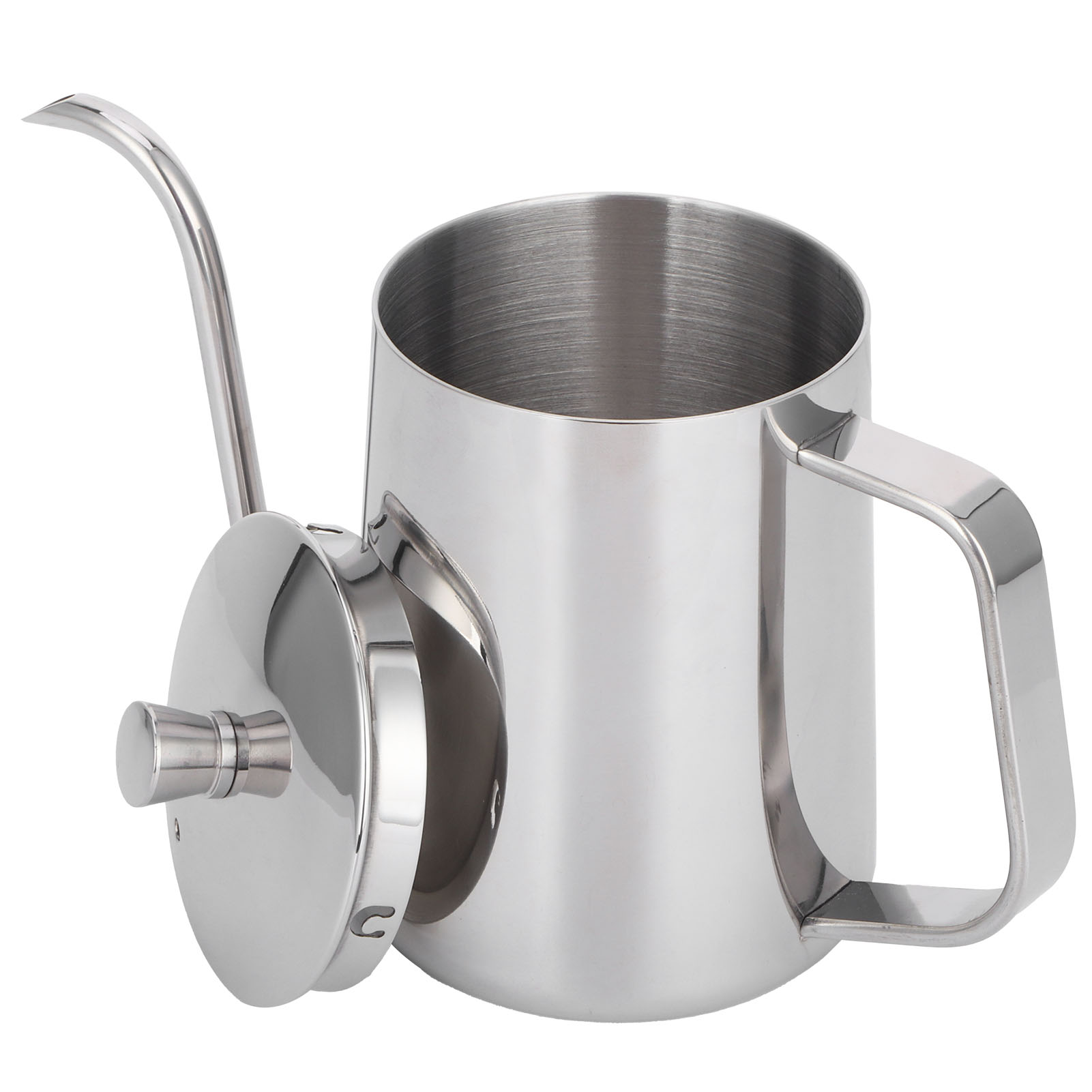 600-ml-kaffeekessel, Schlanke Karaffe Aus Edelstahl 304, Konischer Ausguss, Dickwandige Kaffeekanne Mit Deckel