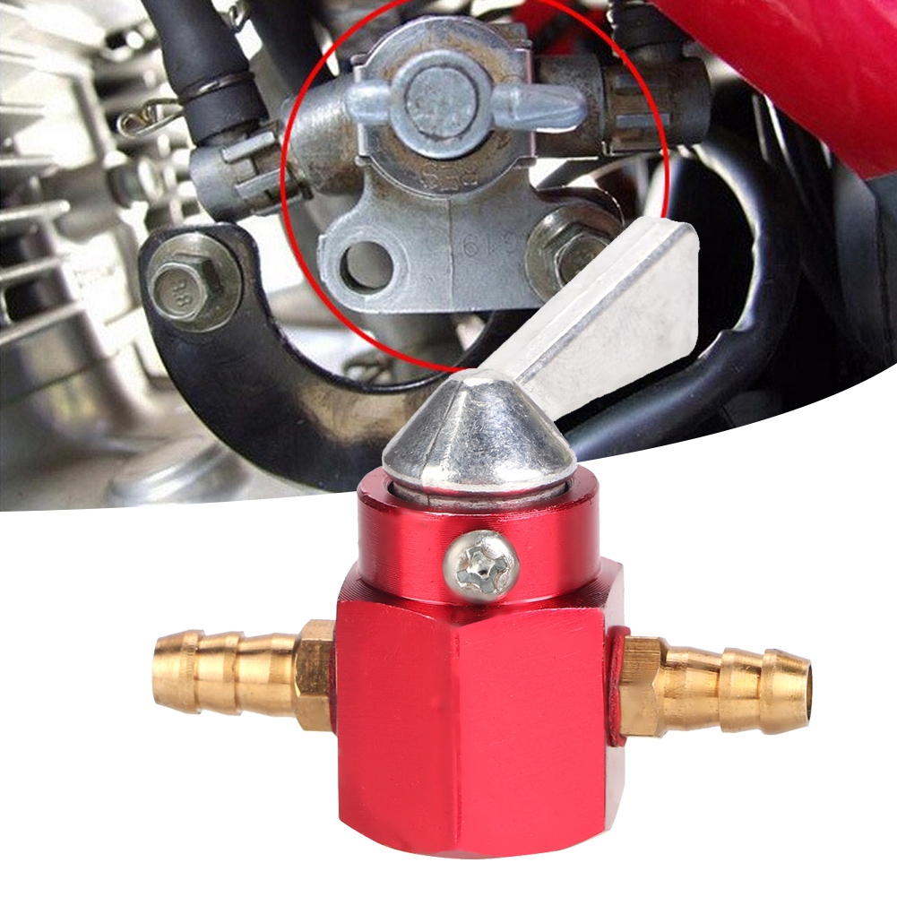 6 Mm Cnc-gefräster Aluminium-inline-benzinhahn Für Motocross-quad Pit Pro Atv, Roter Benzinschalter