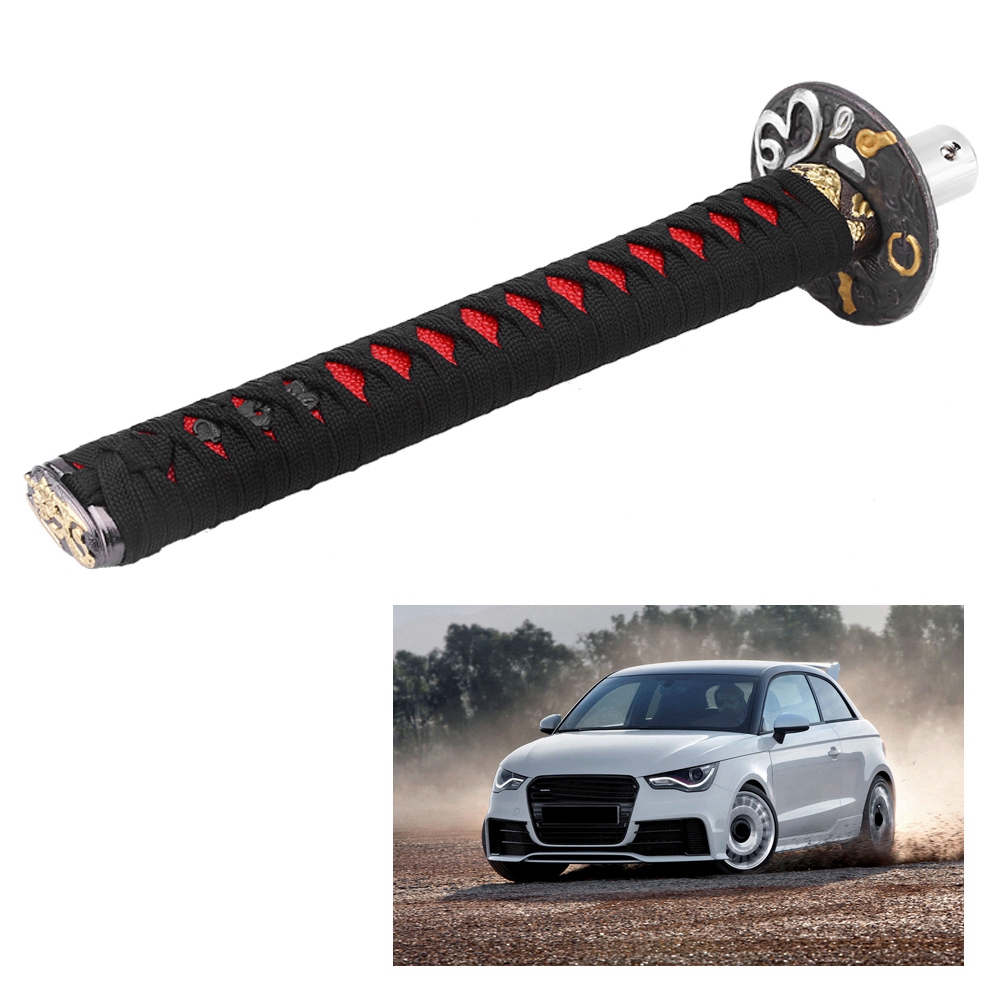 Japanischer Universeller Schaltknauf In Katana-form Mit 4 Adaptern, Schwarz Und Rot, Für Autos.