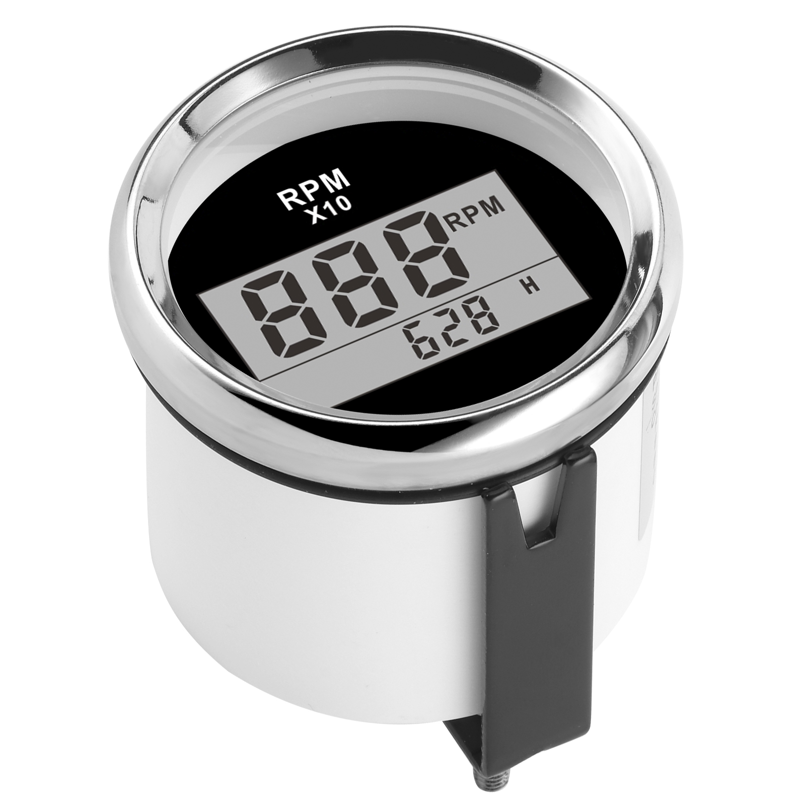 Drehzahlmesser 0–9990 U/min, Ip67 Wasserdicht, Rote Hintergrundbeleuchtung, 52 Mm, Lcd-display, 9–32 V, Schwarzes Zifferblatt, Silbernes Gehäuse