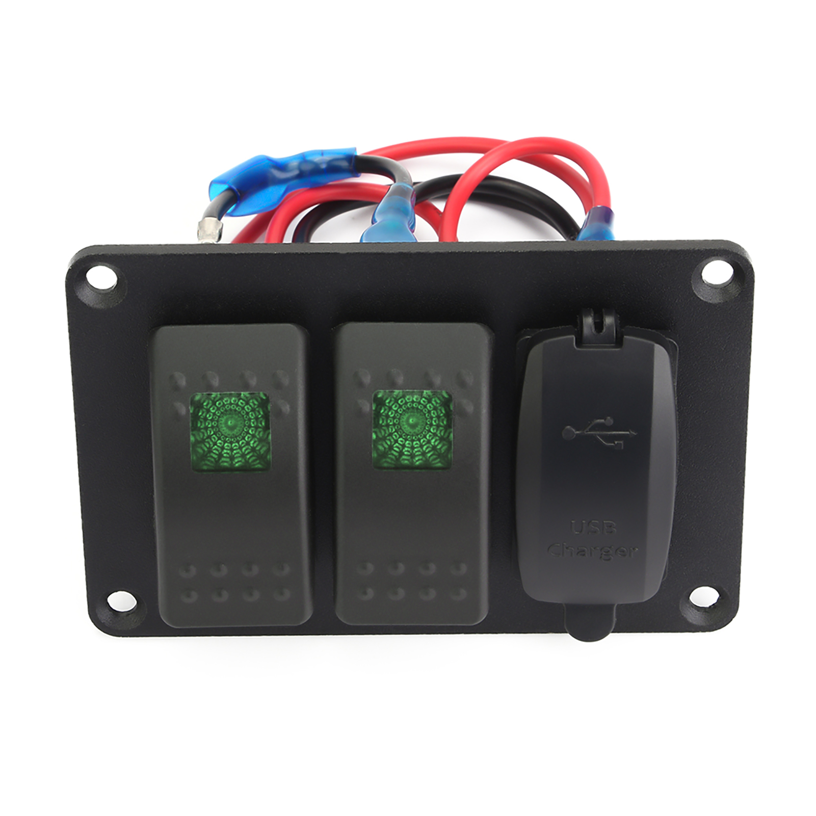 Einfacher Beleuchteter Schalter Für Motorrad, Quad, 4,8-a-usb-autoladegerät Mit 45 Grünen Led-aufklebern
