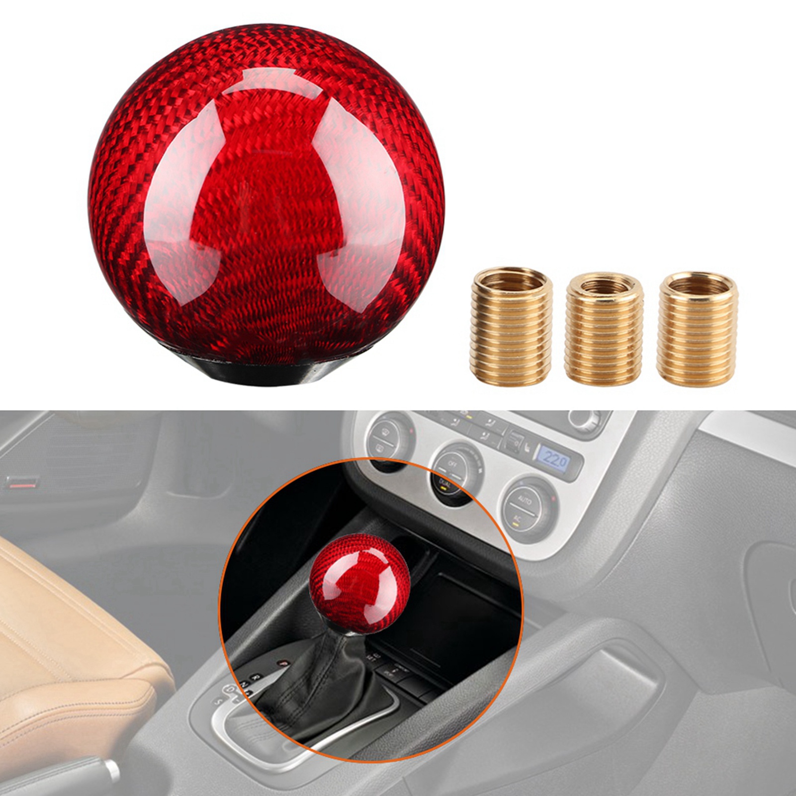 Schaltknauf Aus Kohlefaser, Universeller Roter Schaltknauf, Anpassbar Für Autos, Individuelle Modifikationen, Sportliche Schalthebelspitze.